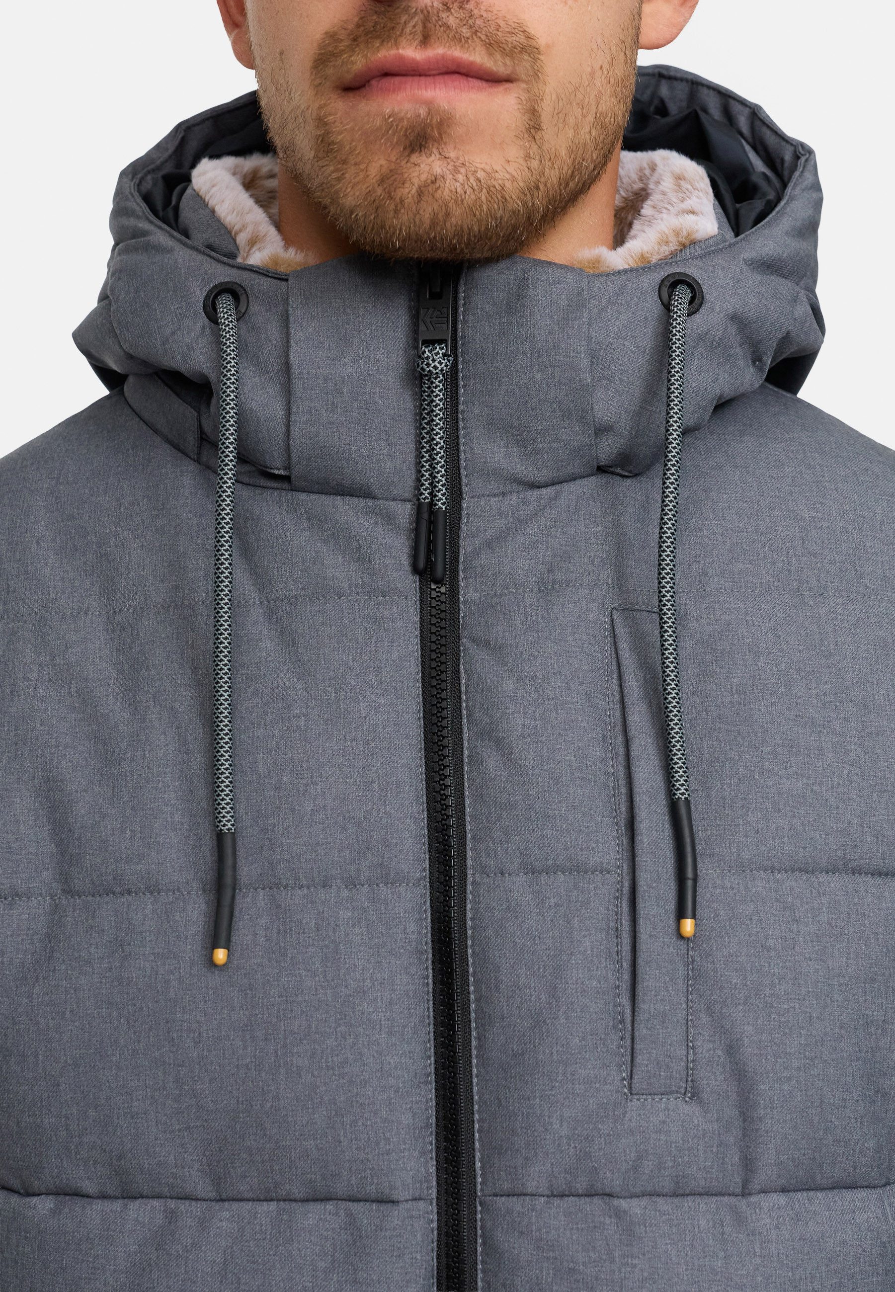 Indicode Winterjacke Herren INHebero Jacke Winter Herrenjacke Wattierte Steppjacke mit Kapuze und Reißverschluss