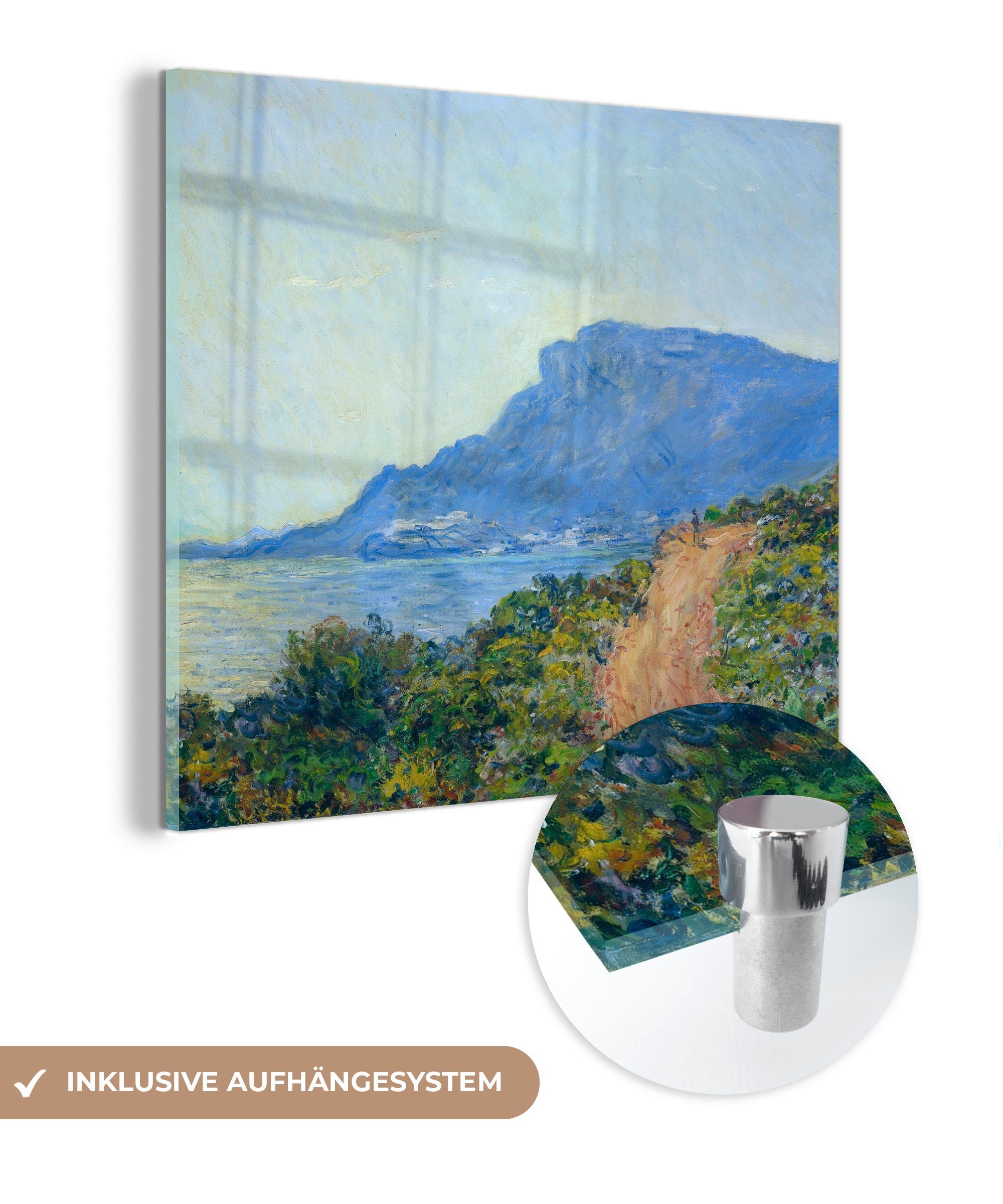 MuchoWow Acrylglasbild La Corniche auf - Claude bei Glasbilder St), - (1 Wanddekoration Glas Wandbild Bilder - auf - Foto Monaco Glas Monet