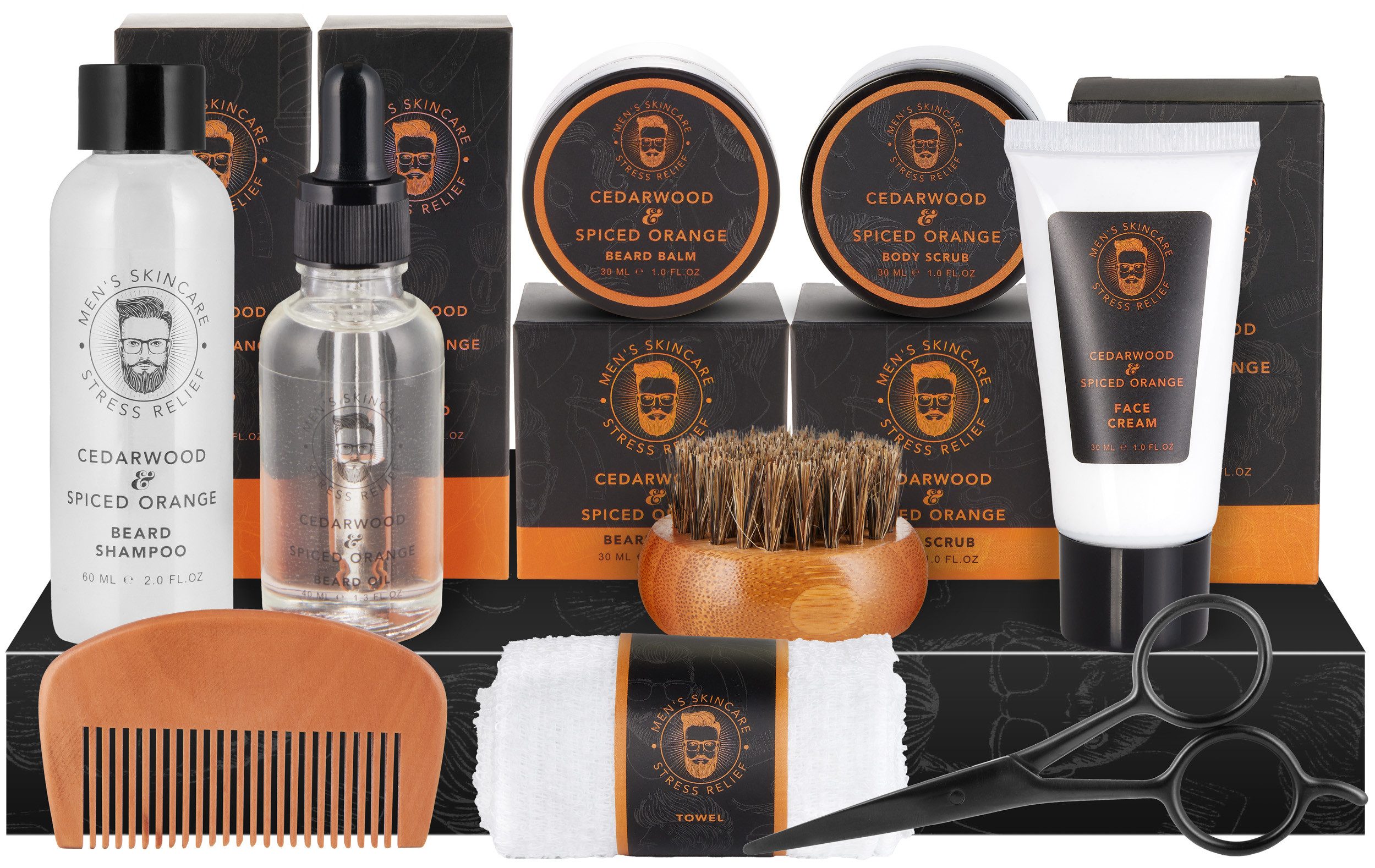 BRUBAKER Bartstyling-Set Bartpflege Geschenk Set für Männer, Pflegeset für alle Barttypen, für das Peeling, zum Waschen, Cremen, Ölen, Schneiden und Kämmen, Bartpflegeset Geschenk für Papa, Vatertagsgeschenk