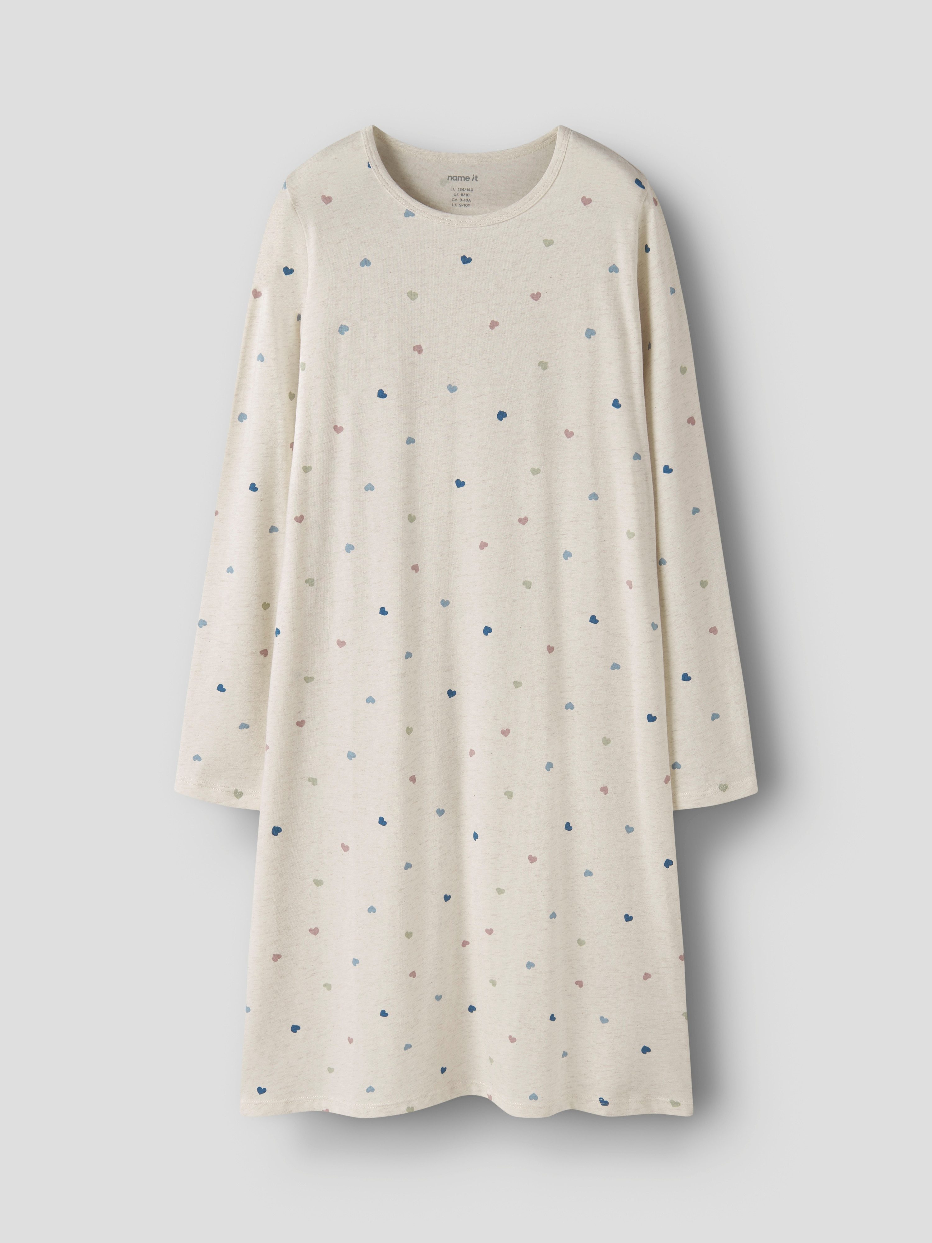 Name It Nachthemd NKFNIGHTGOWN HEARTS NOOS aus Baumwollmischung, A-Linien-Passform, elastisches Jersey-Material
