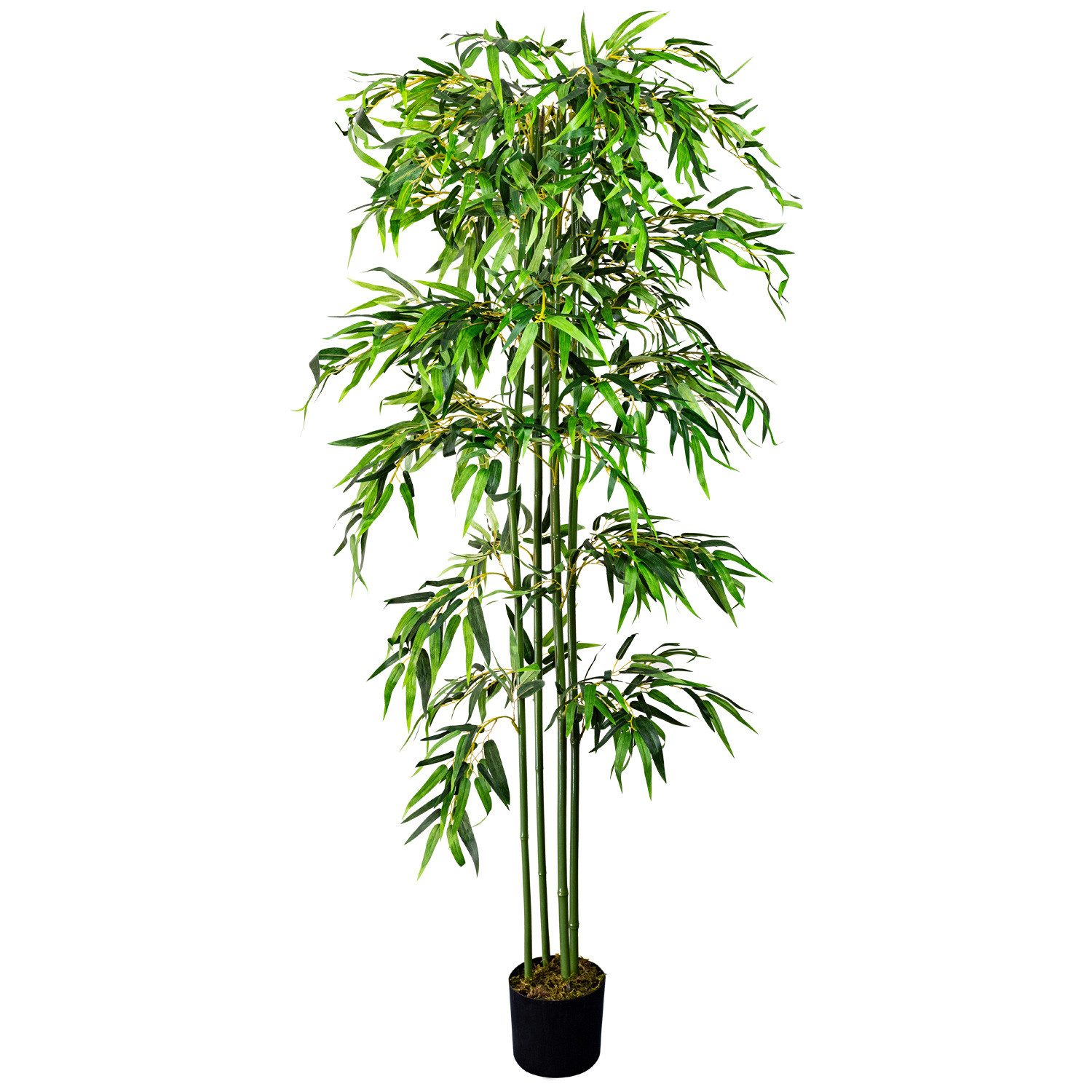 Kunstbambus Bambus Kunstpflanze Kunstbaum Künstliche Pflanze mit Echtholz 180 cm Bambus, Decovego, Höhe 180 cm