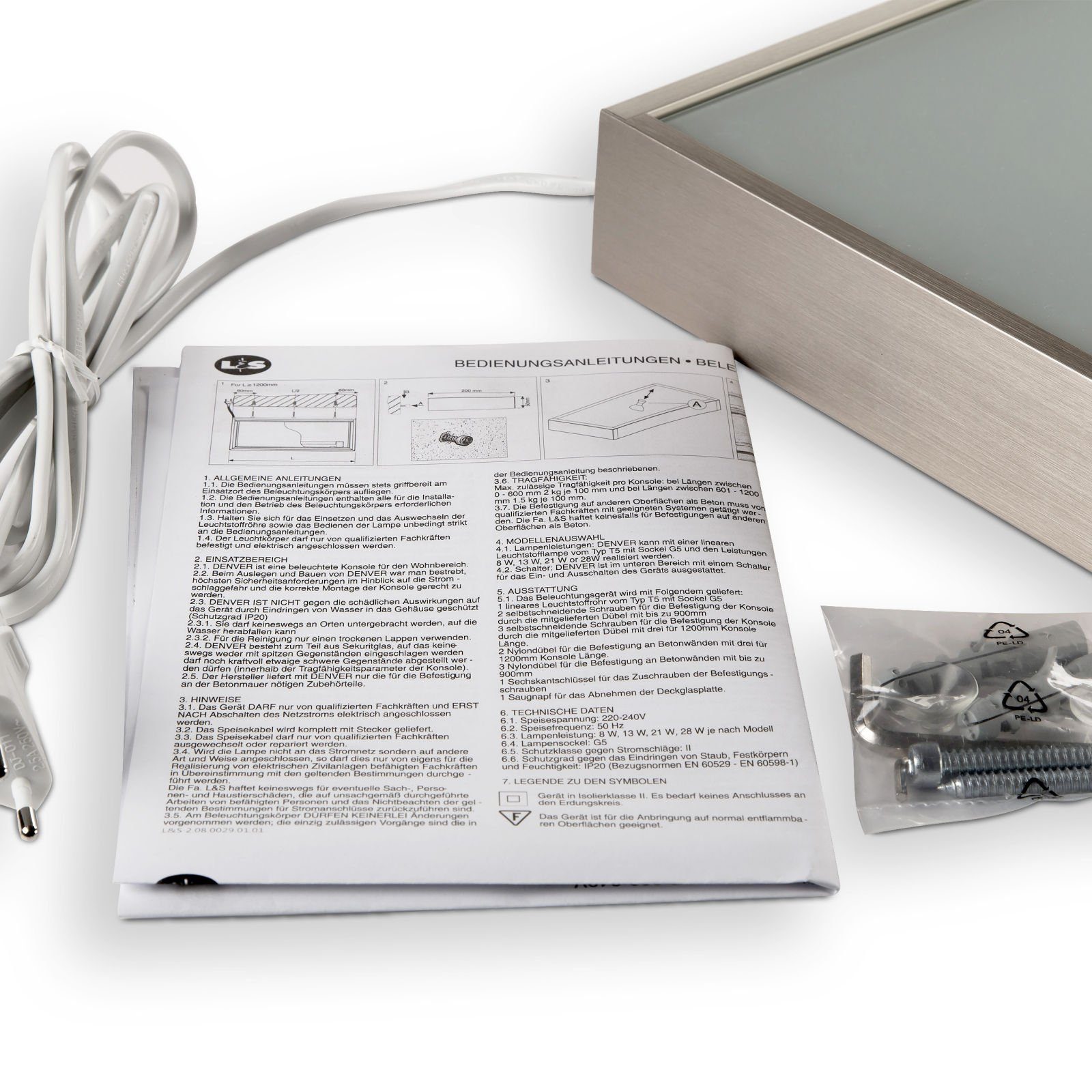 SO-TECH® LED Unterbauleuchte Leuchtregal Dallas - "Design trifft auf Funktion", 450 x 200 mm Edelstahloptik inkl. 4 W LED-Leuchte – Bild 5 von 5
