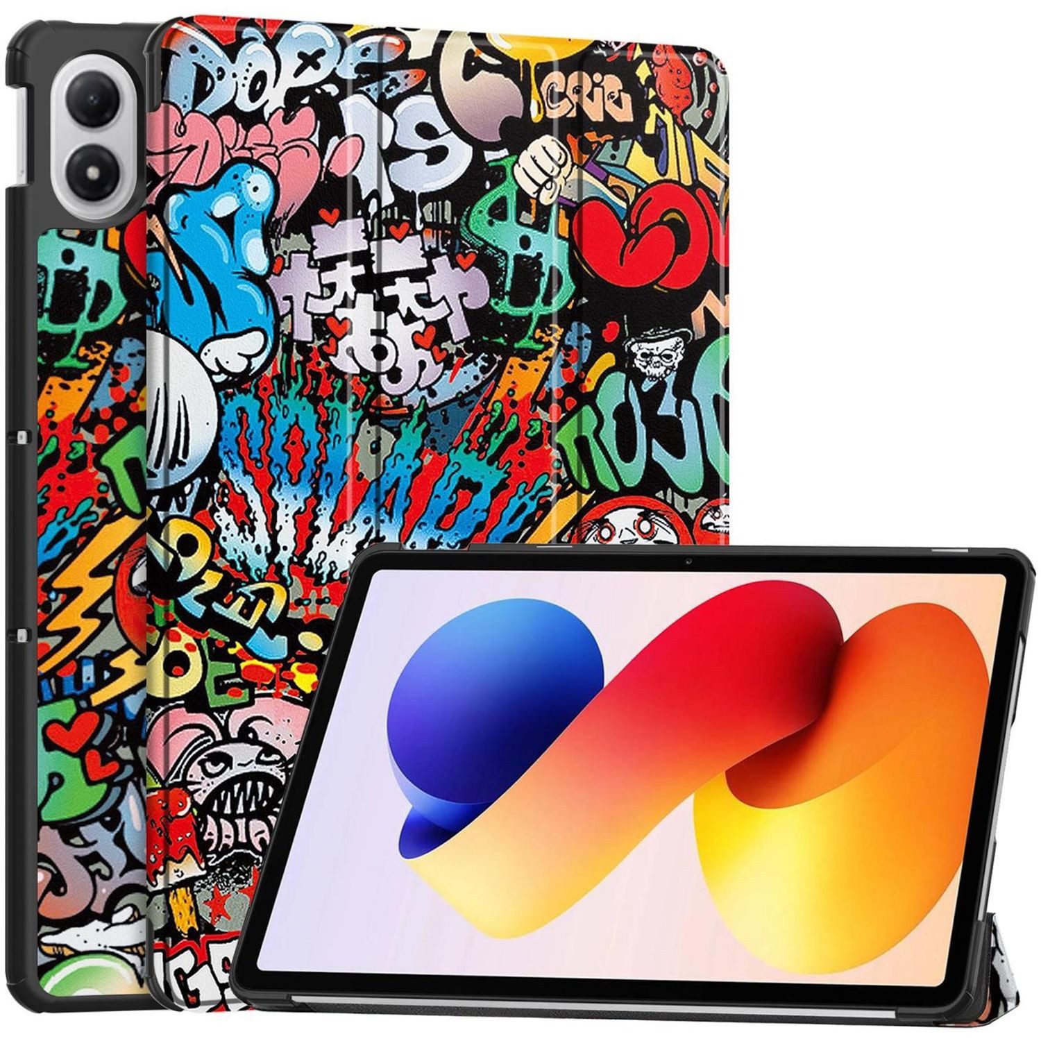 Wigento Tablet-Hülle Für Xiaomi Redmi Pad 2 Pro 12.1" 3folt Wake UP Smart Hülle Graffiti, Milchstraße Design, 3-Fold Standfunktion