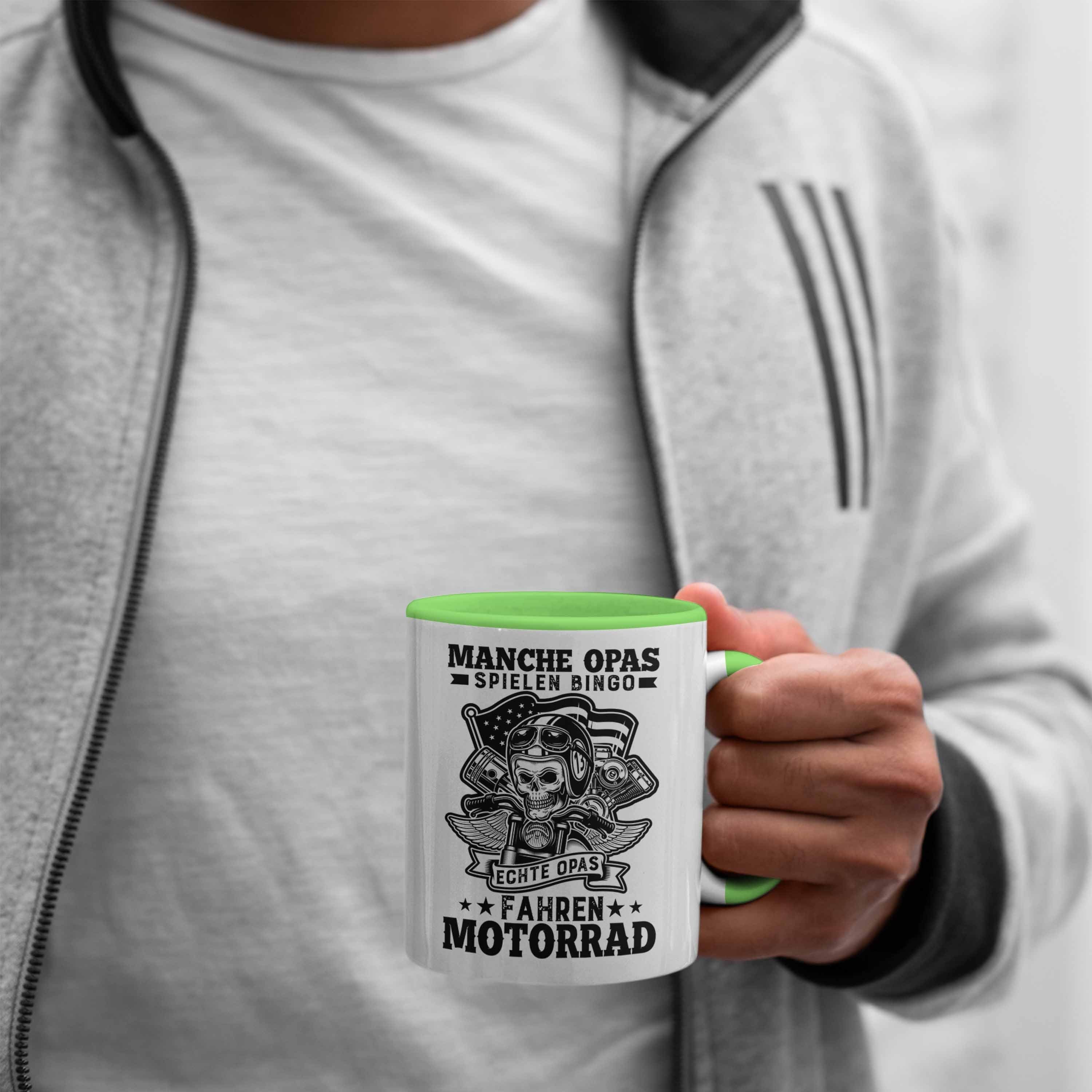 Trendation Tasse Trendation Opa Grün Geschenkidee Geburtstag Geschenk Vatertag Opa Tasse Geschenkideee - Motorradfahrer Motorrad