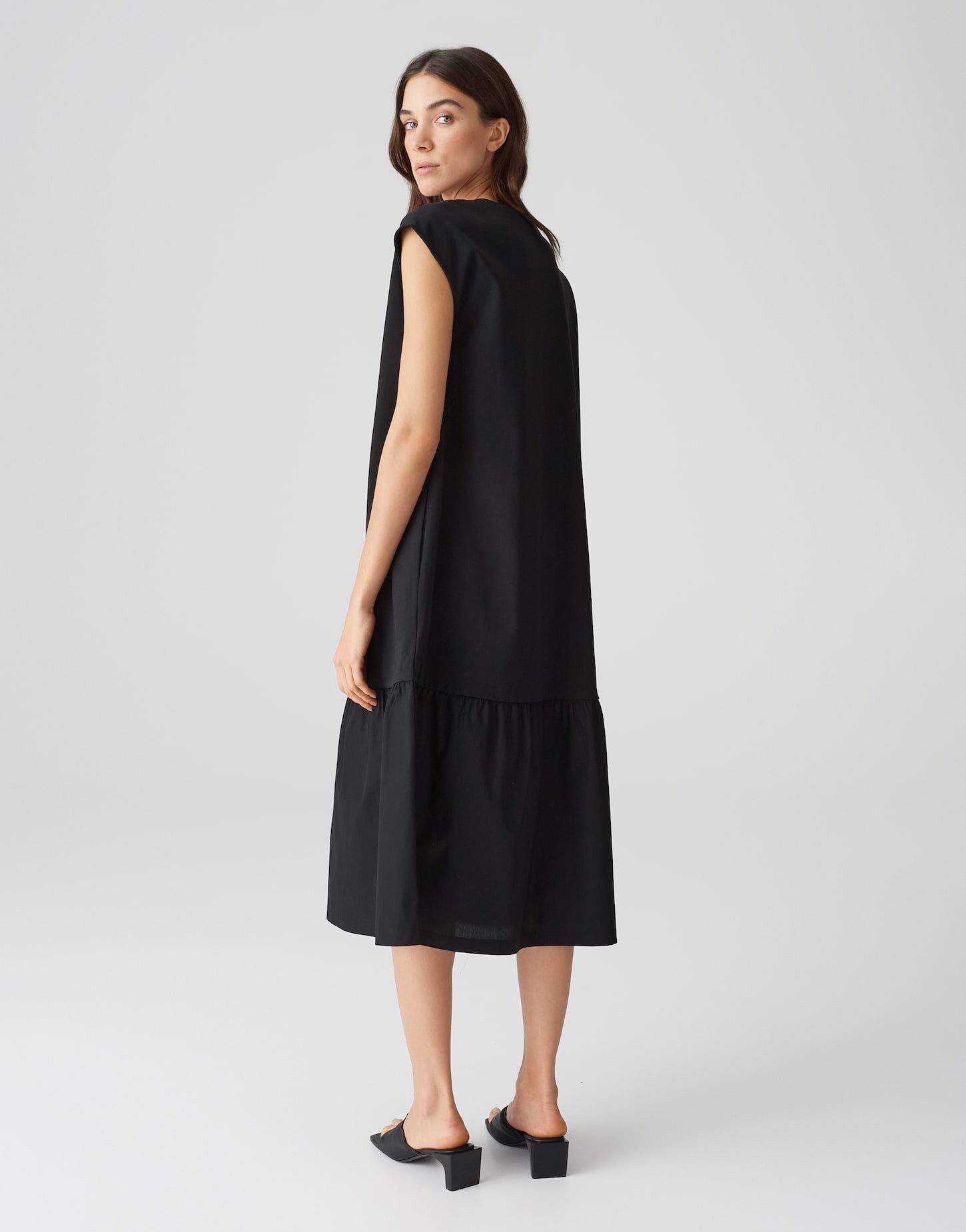 OPUS Midikleid WELIN mit Materialmix und Volant Detail