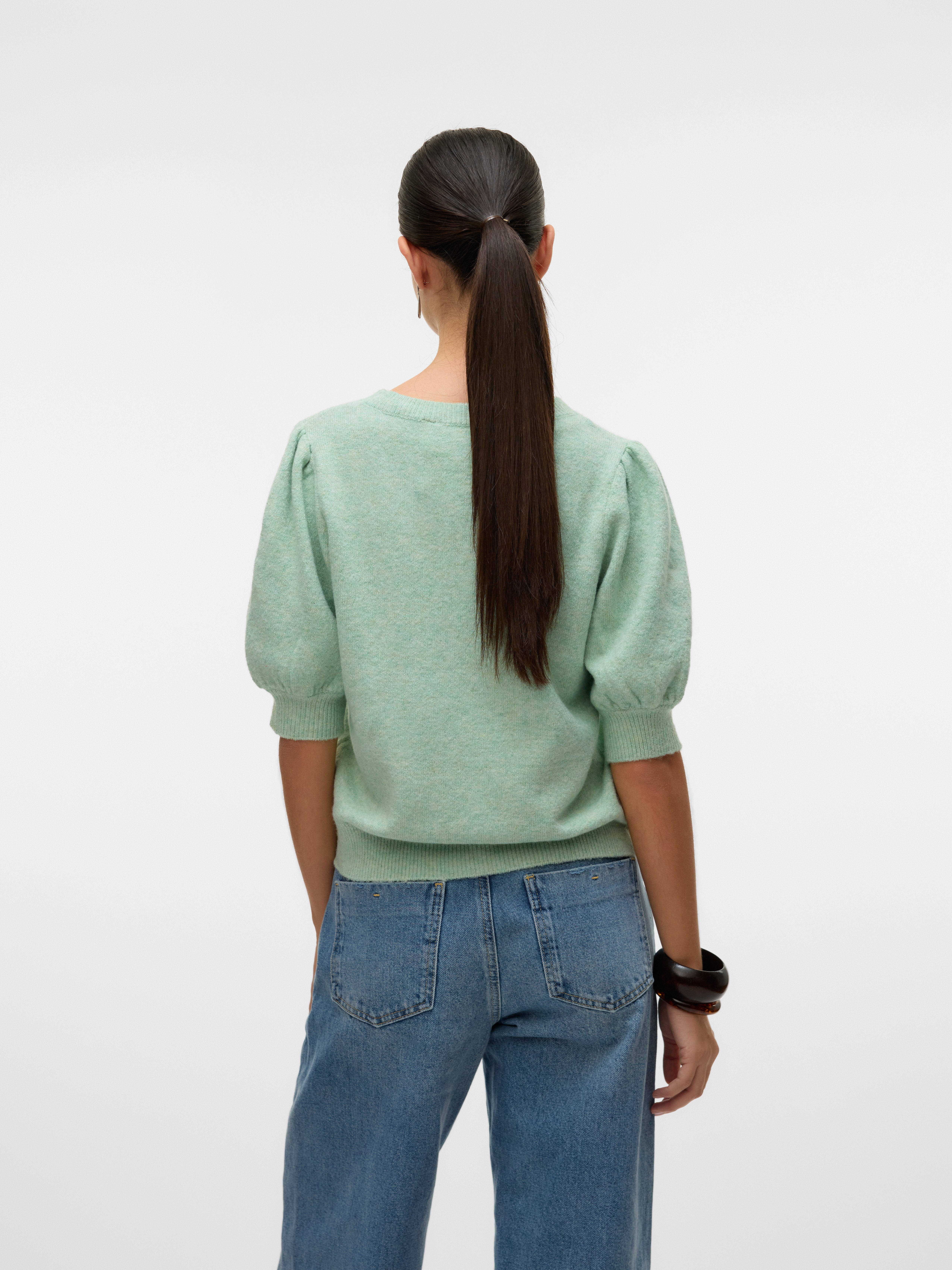 Vero Moda Rundhalspullover VMDOFFY 2/4 O-NECK PULLOVER GA NOOS mit kurzen Puffärmeln