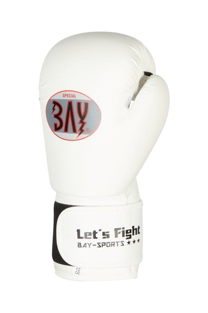 BAY-Sports Boxhandschuhe Let´s Fight Radiant White Box-Handschuhe Mesh weiß Boxen Kickboxen, Klett, 8 - 10 - 12 Unzen, Sparring, Training, Wettkampf