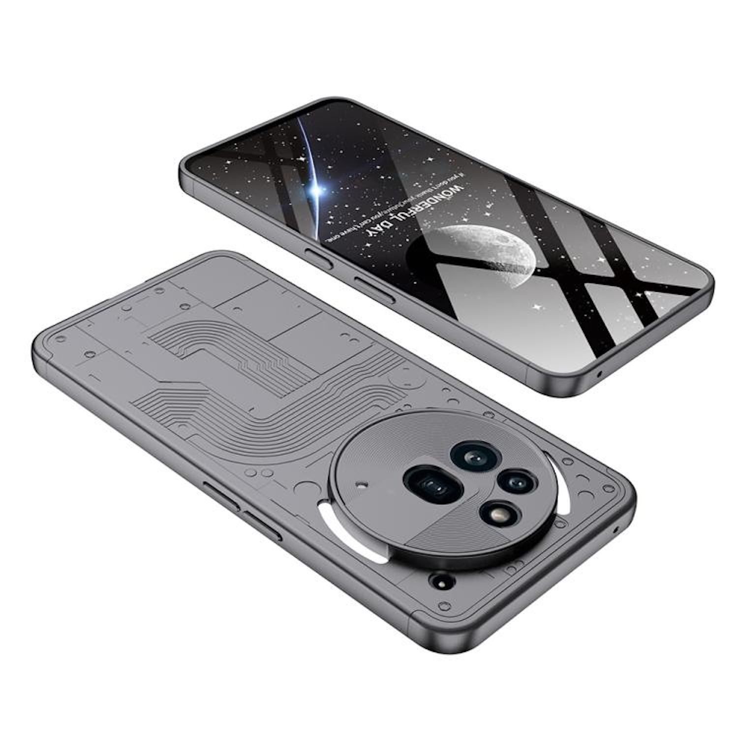 Wigento Handyhülle Für Nothing Phone 3a Pro Dreiteilige GKK Rundum Schutz Hülle Grau, GKK Schutzhülle mit dreiteiliger Rundum-Abdeckung