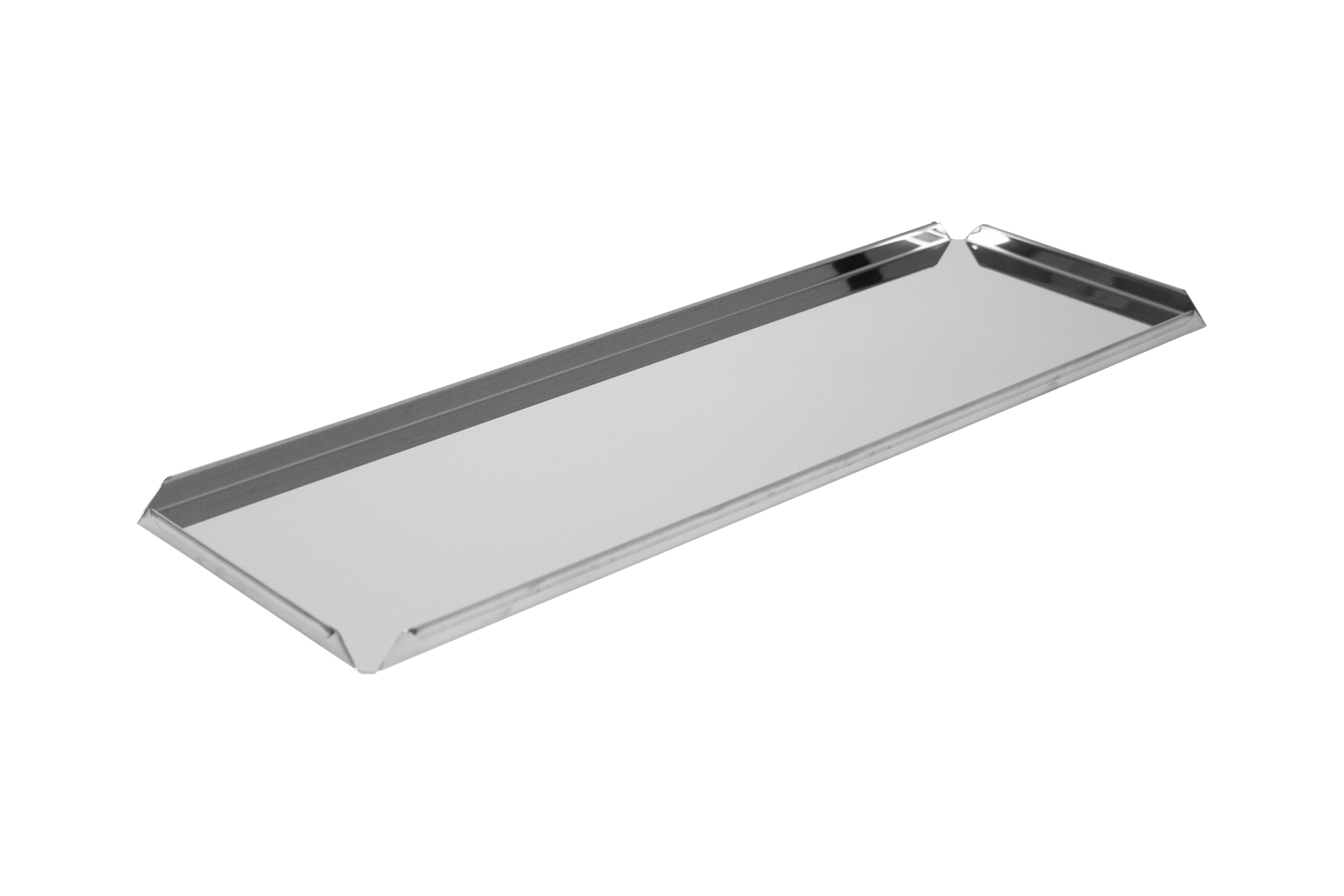 Schneider GmbH Servierplatte aus Edelstahl, mit offenen Ecken, 4 Seiten 90°