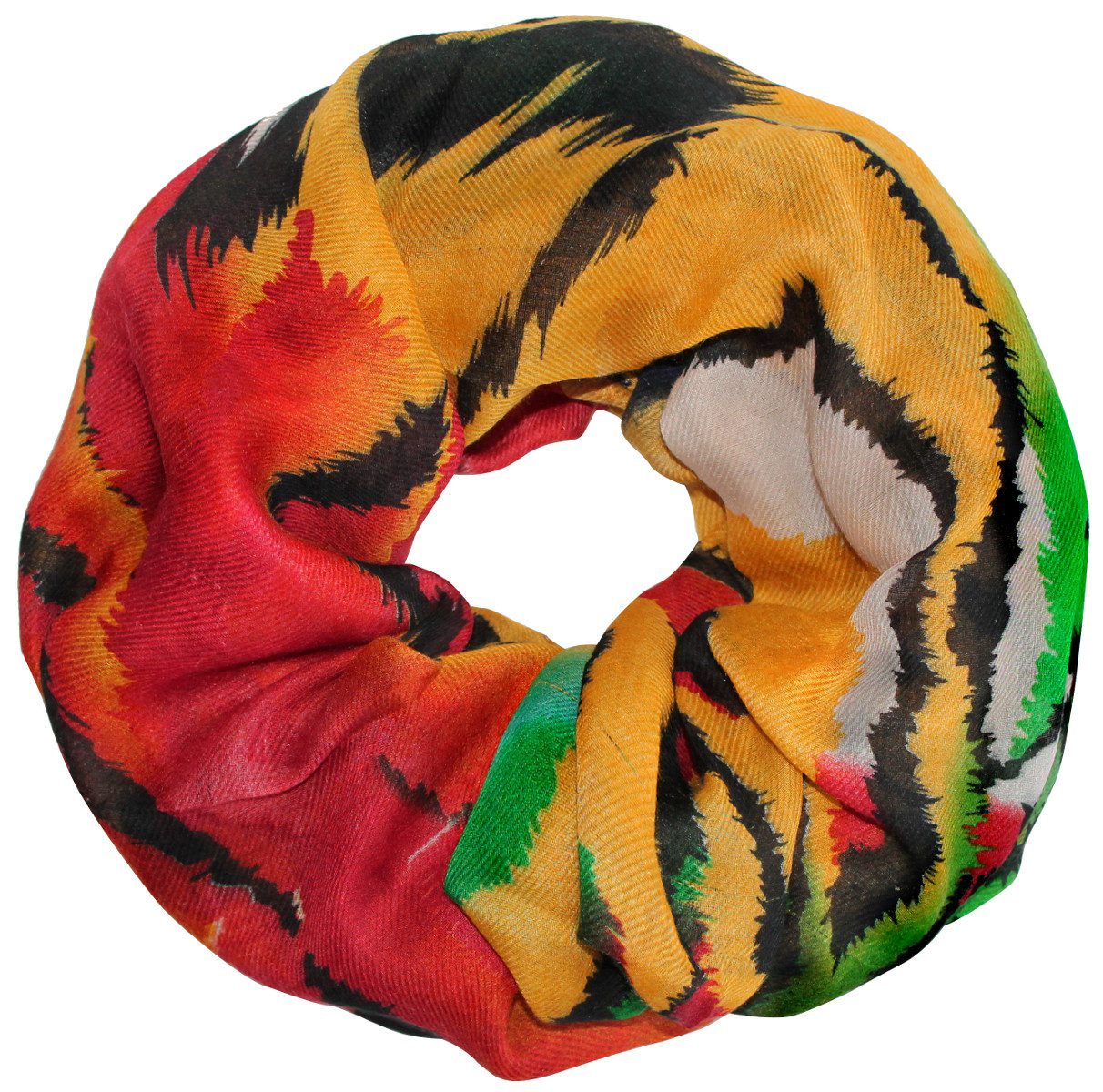 Loop Damen Schlauchschal Tiger Muster Bunte Gemustert Loopschal Rundschal