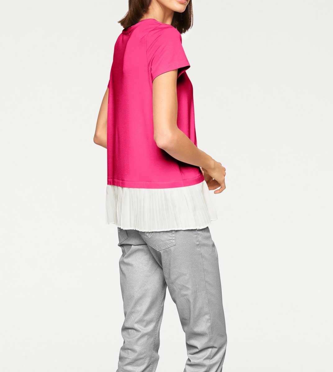 Rick by Rundhalsshirt ecru-pink Damen Designer-2-in-1-Shirt, Cardona rick cardona Rick
