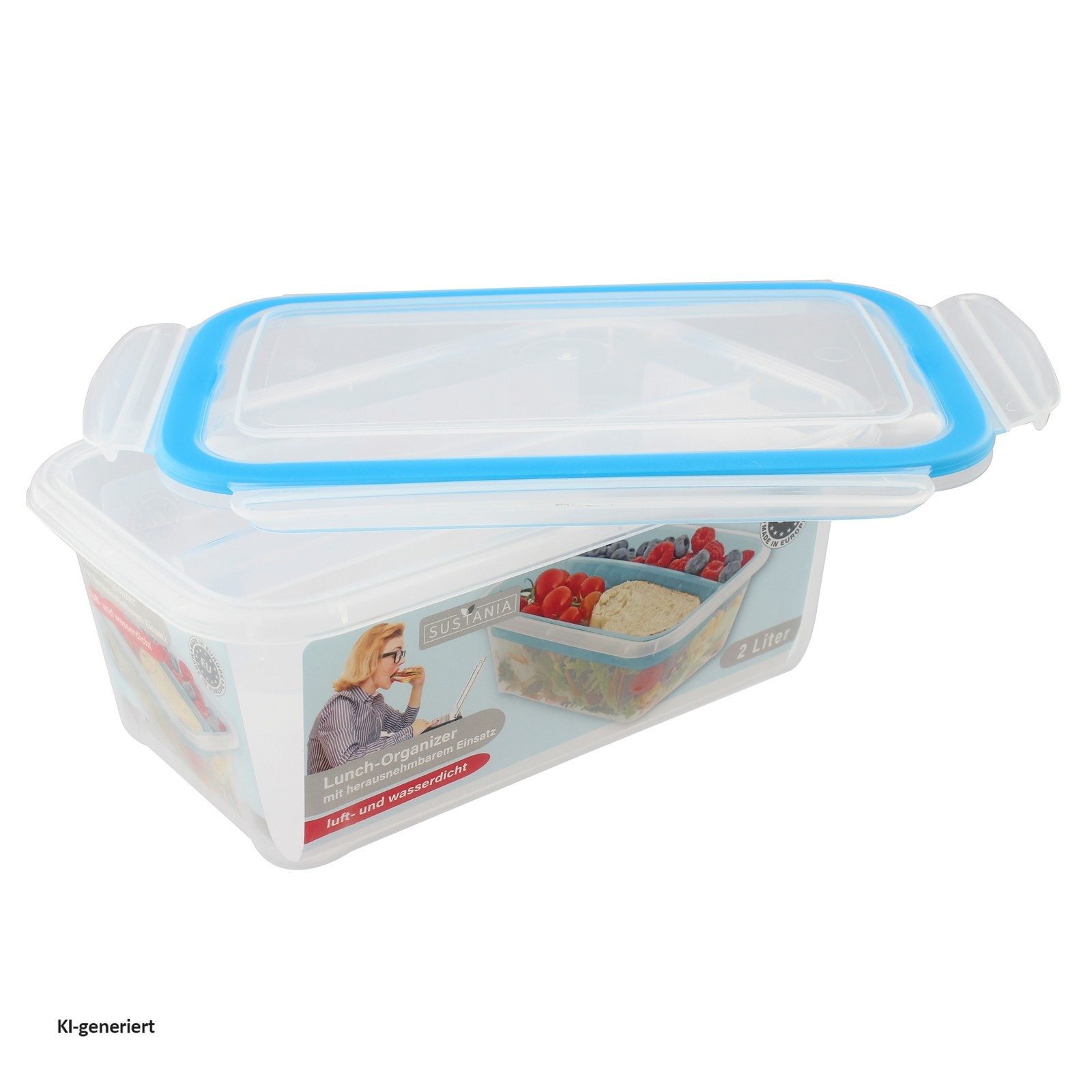Neuetischkultur Frischhaltedose Lunchbox mit Einsatz Sustania, Kunststoff, (Stück, 1-tlg), mit Trennwand