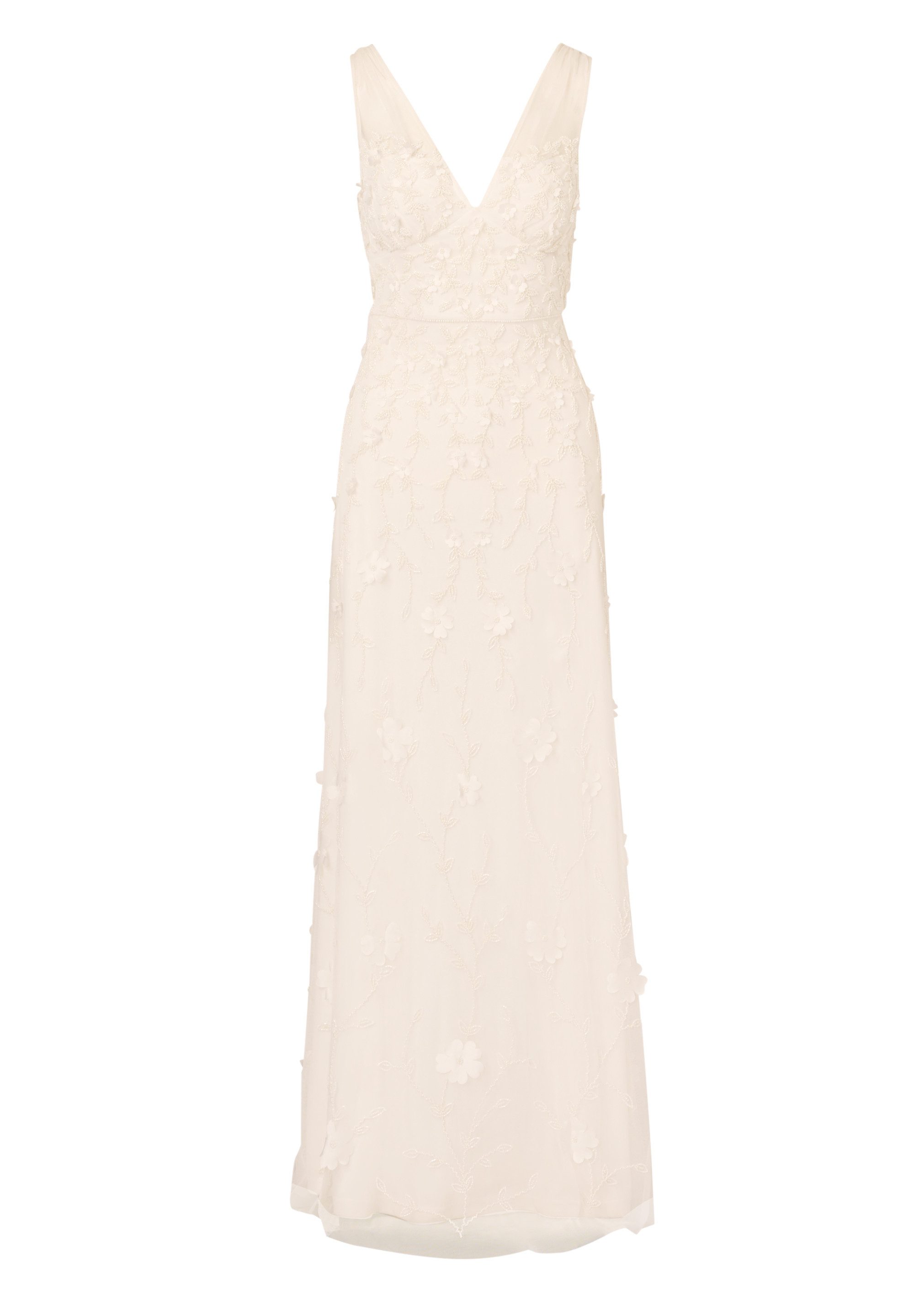 Adrianna Papell Abendkleid Flower Petal Bead Long Dress Bezauberndes Brautkleid aus Perlenstickerei und Mesh