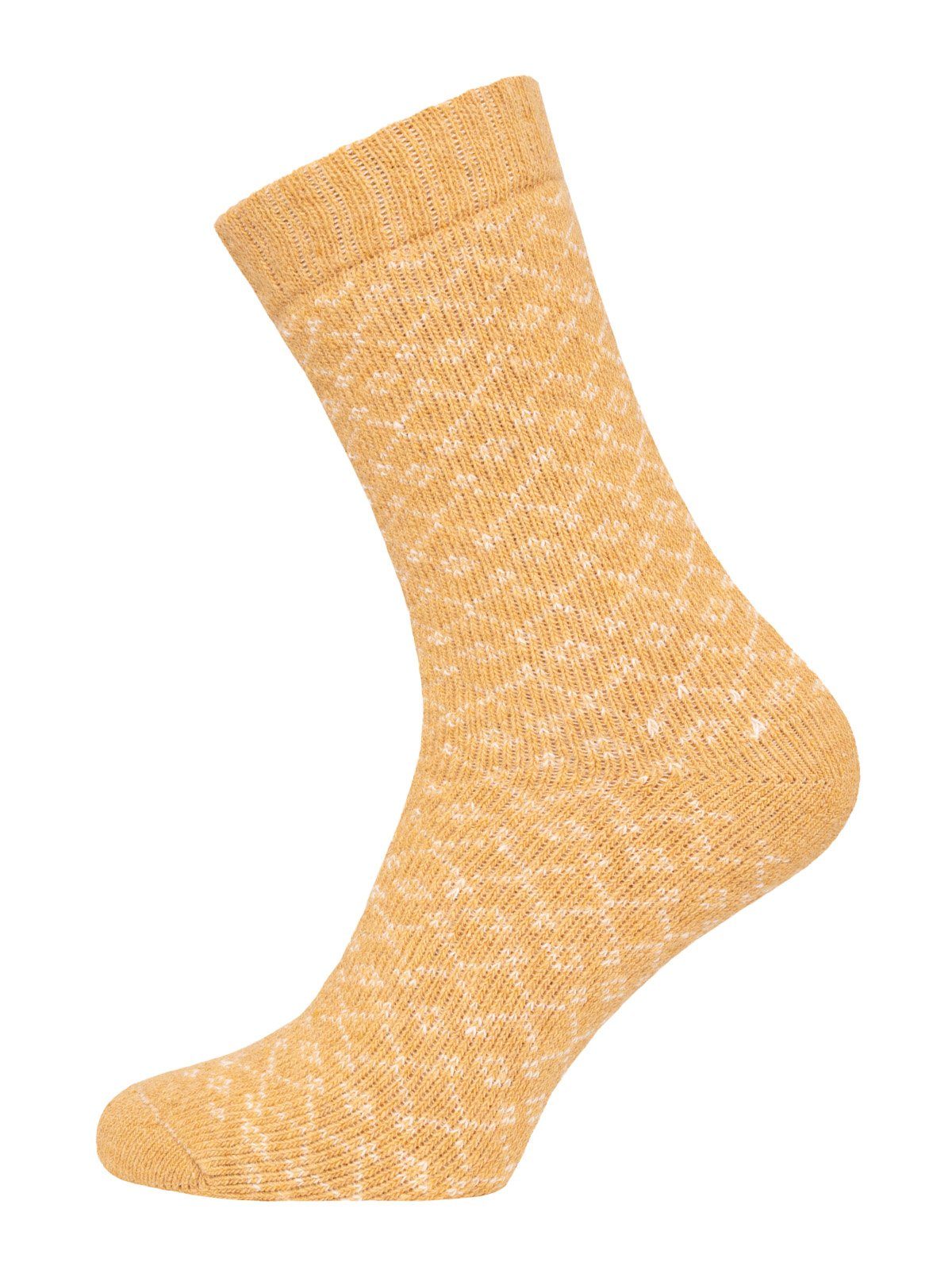 HomeOfSocks Socken Hygge Socken Dick Für Herren & Damen mit Wolle Dicke Socken Hyggelig Warm Mit Hohem 45% Wollanteil In Bunten Design Senf