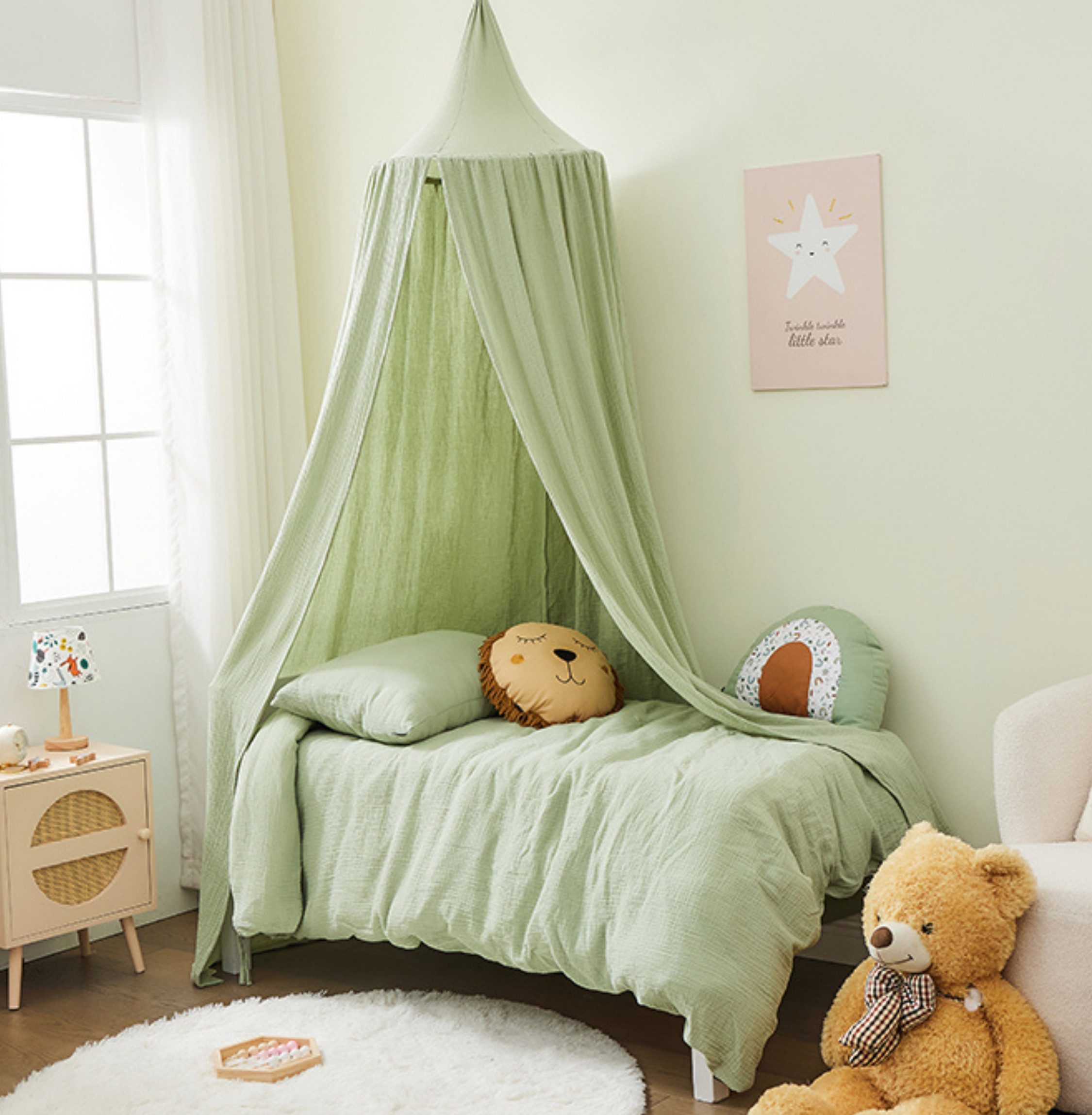 Betthimmel Baldachin Kinderzimmer Bio-Baumwolle Musselin für Schlafzimmer