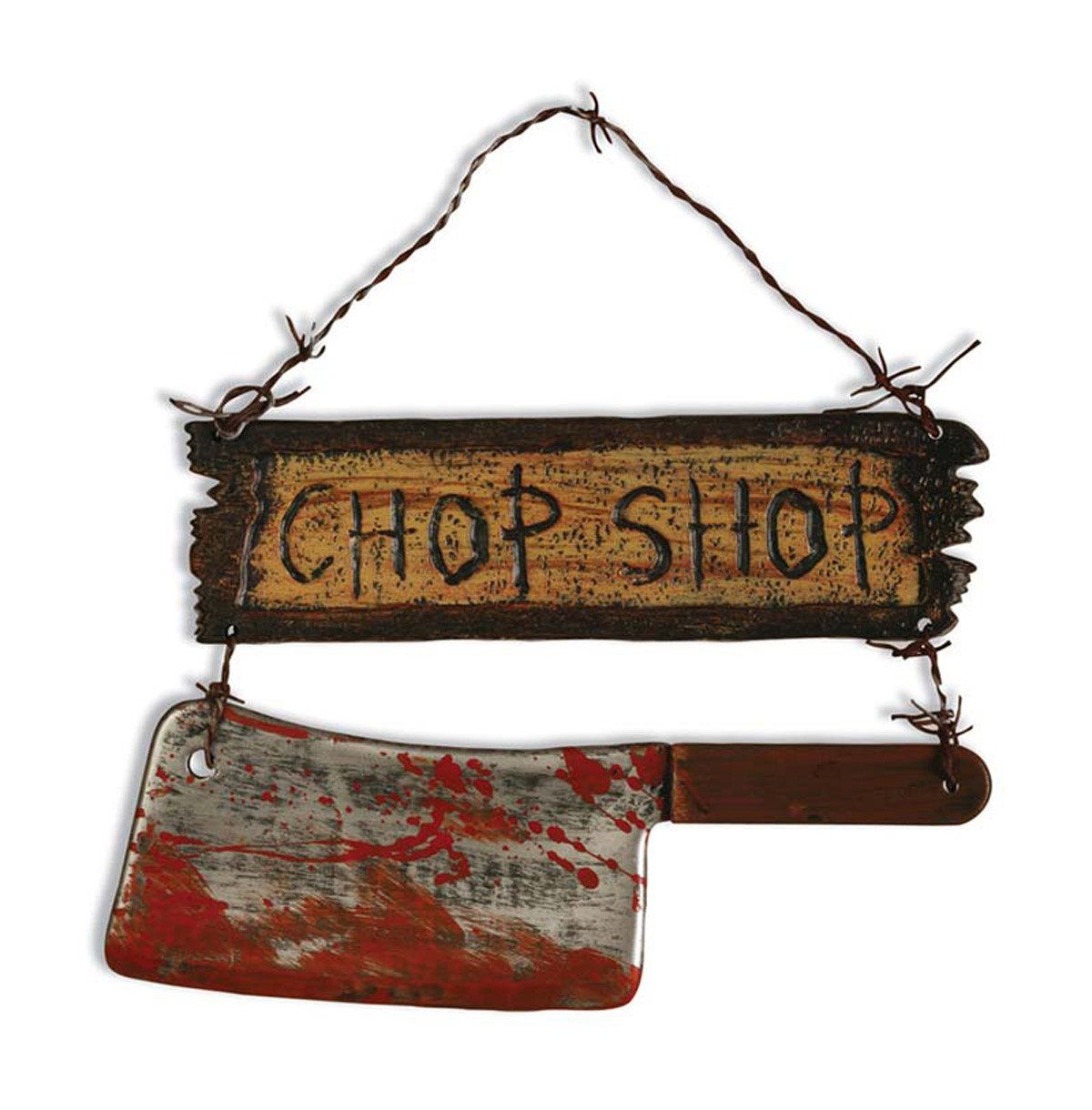 Dekoobjekt Halloween Schild mit Beil 'Chop Shop' 25 cm, Mehr