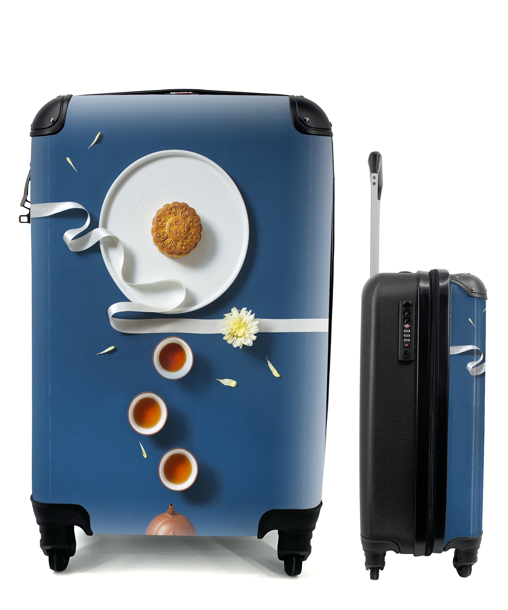 MuchoWow Handgepäckkoffer Abstrakter Tee, 4 Rollen, Reisetasche mit rollen, Handgepäck für Ferien, Trolley, Reisekoffer