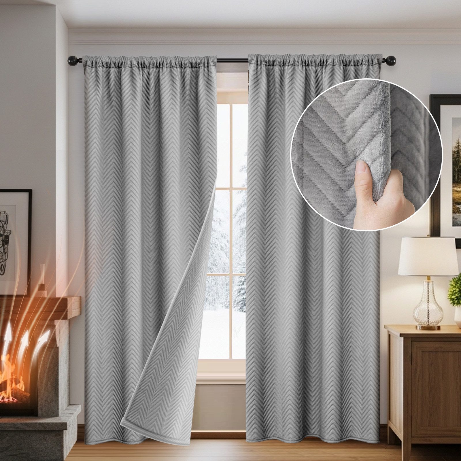 Sunicol Gardine Plüsch Thermovorhang Blickdichte Kälteschutz Wärmeisolieren günstig online kaufen