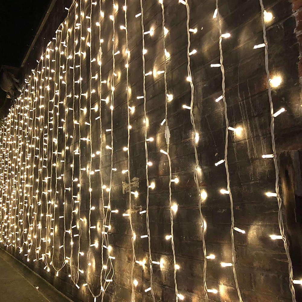 Warmweiß Dekolicht,Weihnachtsbeleuchtung,LED 8 Lichterkette Vorhang Modi,10M/20M/30M/50M/100M,für Lichterkette LED Laybasic Halloween,Party,Fensterdeko Licht,