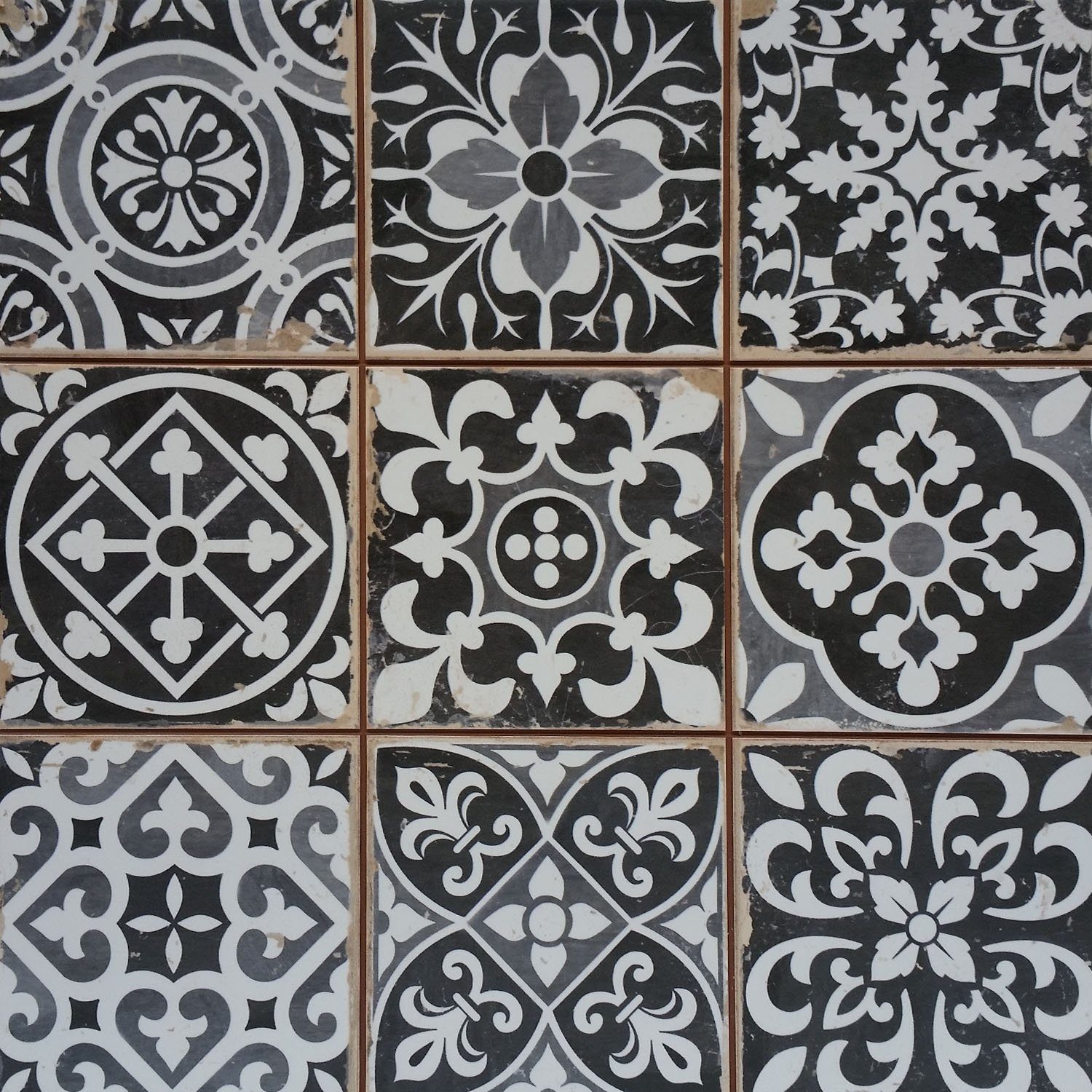 Casa Moro Keramik Bodenfliese Marokkanische Fliesen Rahel Schwarz Patchwork Retro-Fliesen, 33x33, Schwarz, für Wand & Boden, Vintage Keramikfliesen FL2111 | Fliesen