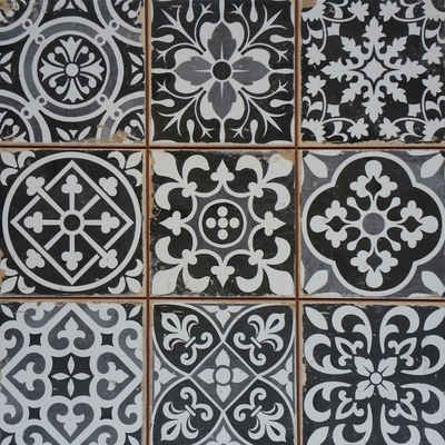 Casa Moro Keramik Bodenfliese Marokkanische Fliesen Rahel Schwarz Patchwork Retro-Fliesen, 33x33, Schwarz, für Wand & Boden, Vintage Keramikfliesen FL2111