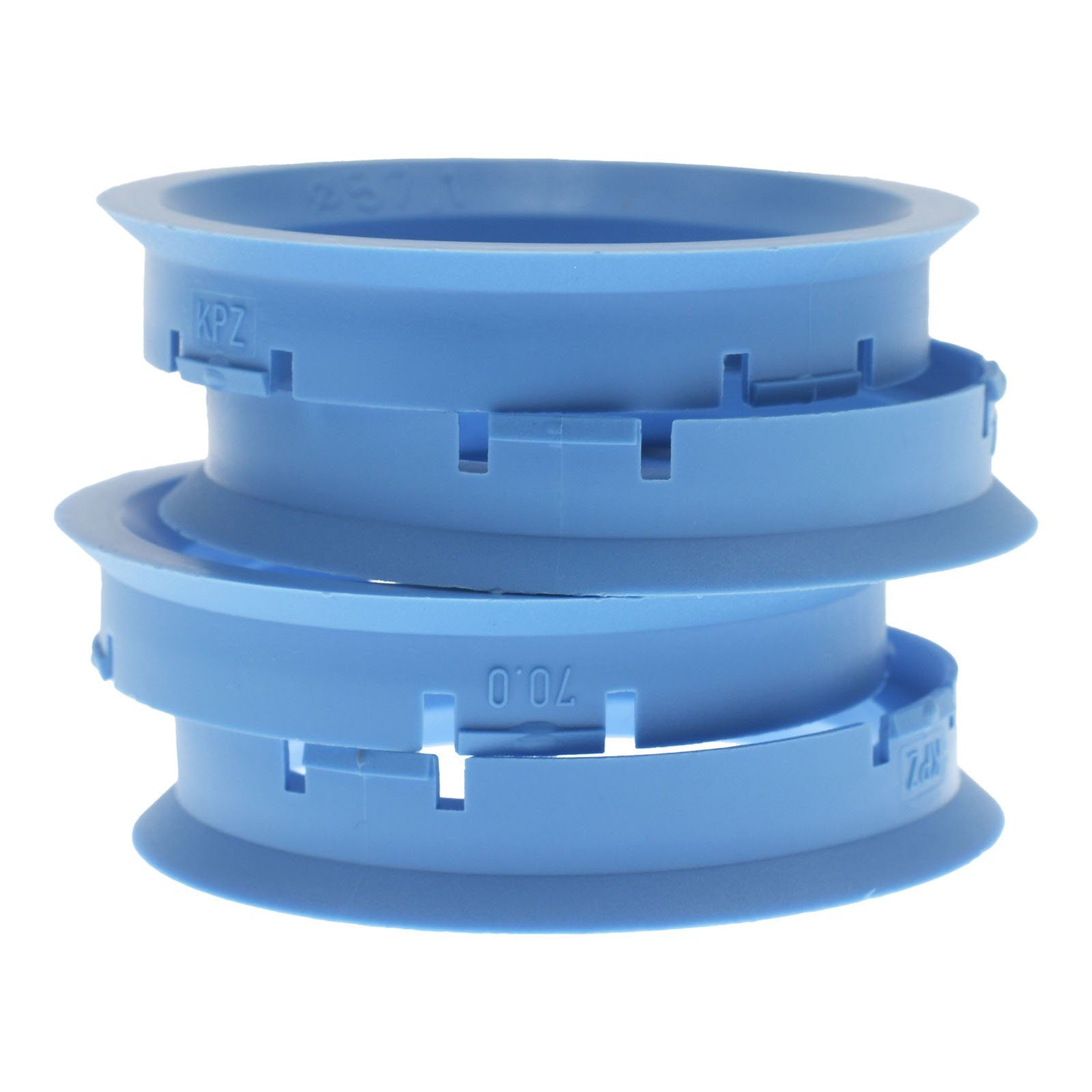 BRANDT AUTOMOTIVE Reifenstift 4X Zentrierringe Hellblau Felgen Ringe + 1x Reifen Kreide Fett Stift, Maße: 70,0 x 57,1 mm