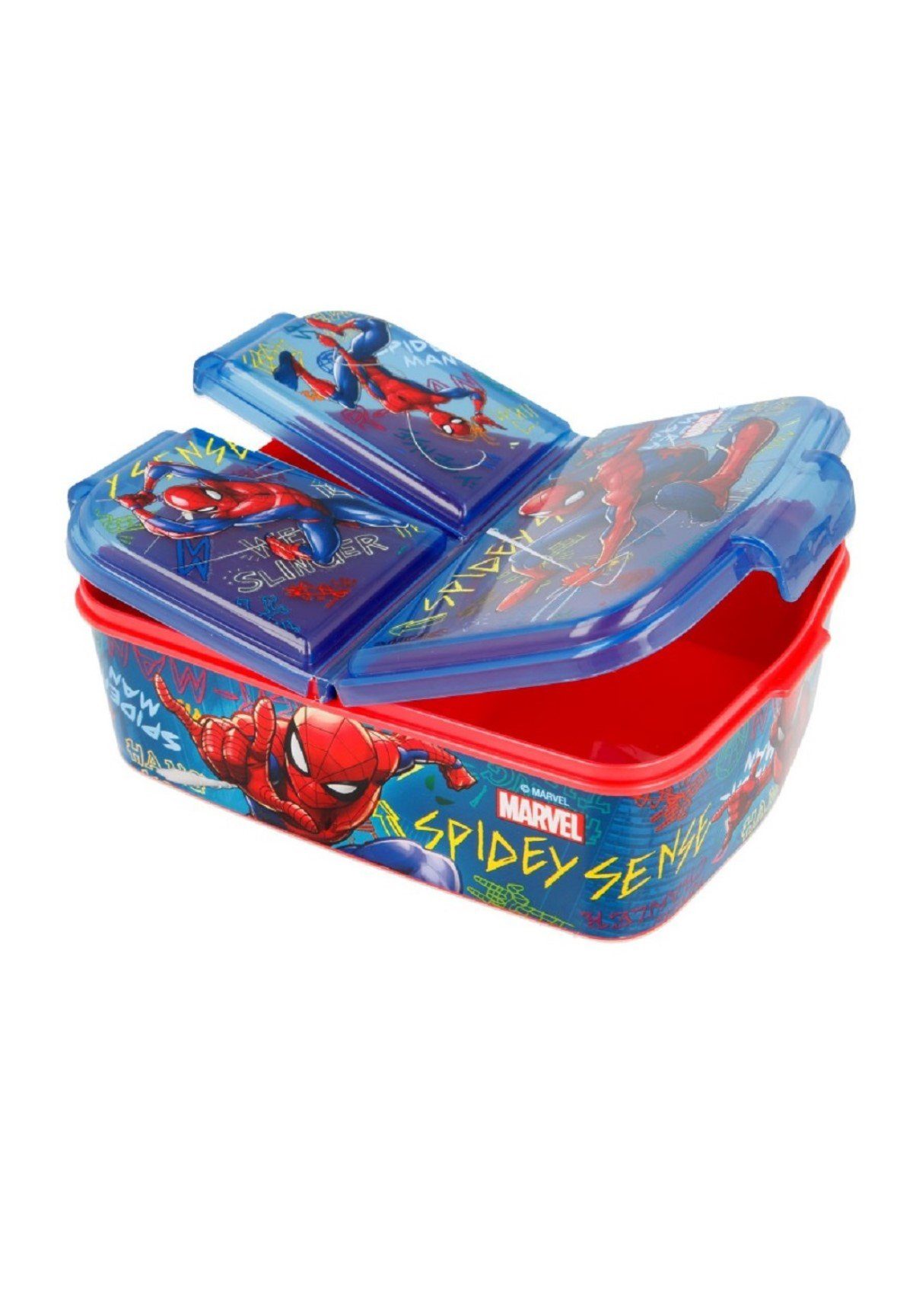MARVEL Spiderman Lunchbox Brotdose, Vesperdose mit 3 Fächern BPA-frei