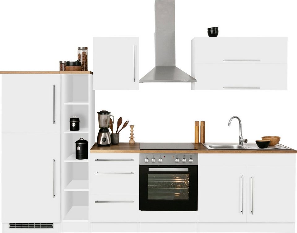 Samos, Breite E-Geräte, mit 300 HELD Küchenzeile Teil MÖBEL cm, Zum ohne Hochwertige MDF-Fronten