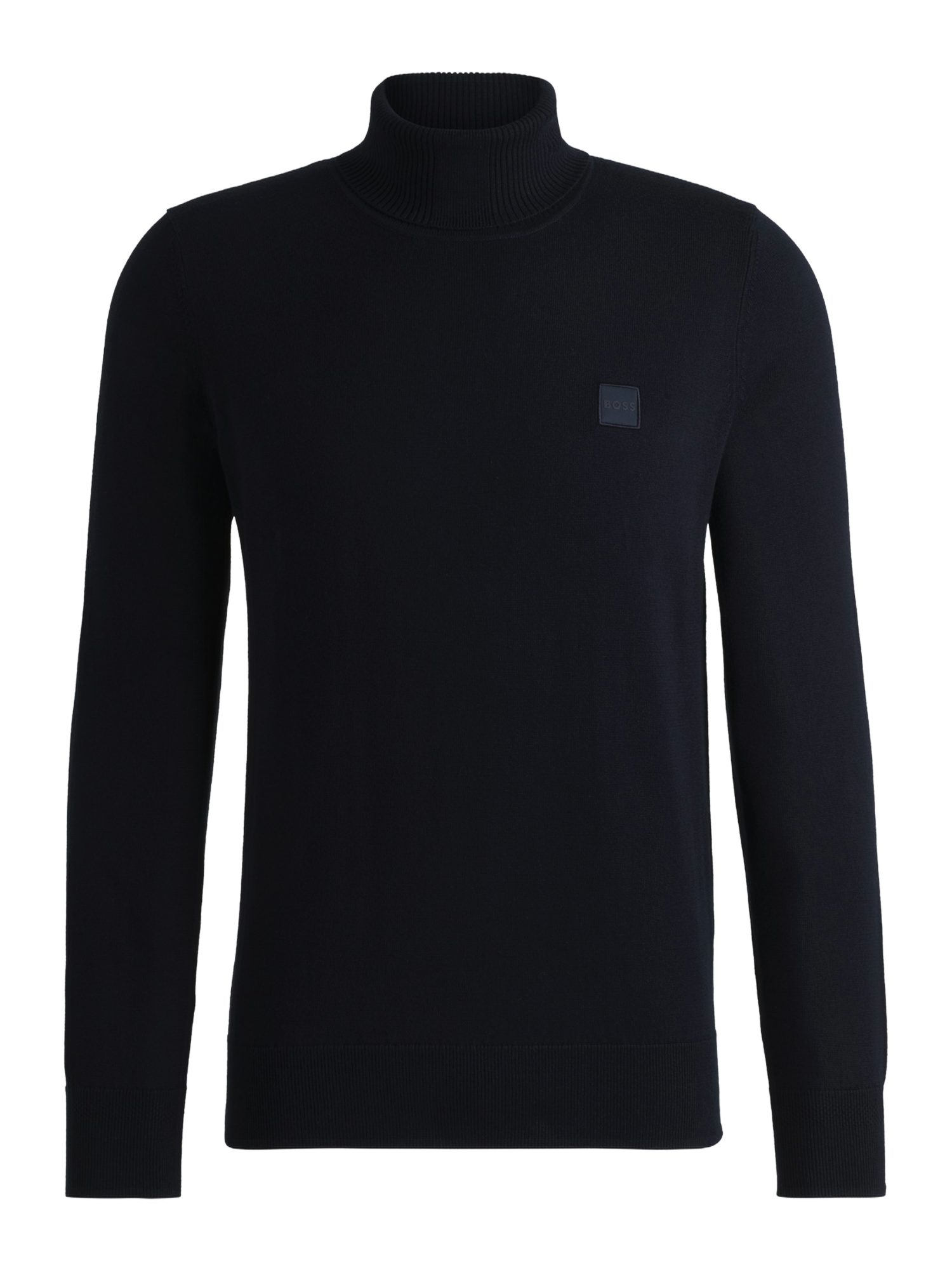 BOSS ORANGE Strickpullover blau,Casual,Baumwolle,Unifarben,Rollkragen,Lang,Regular Fit