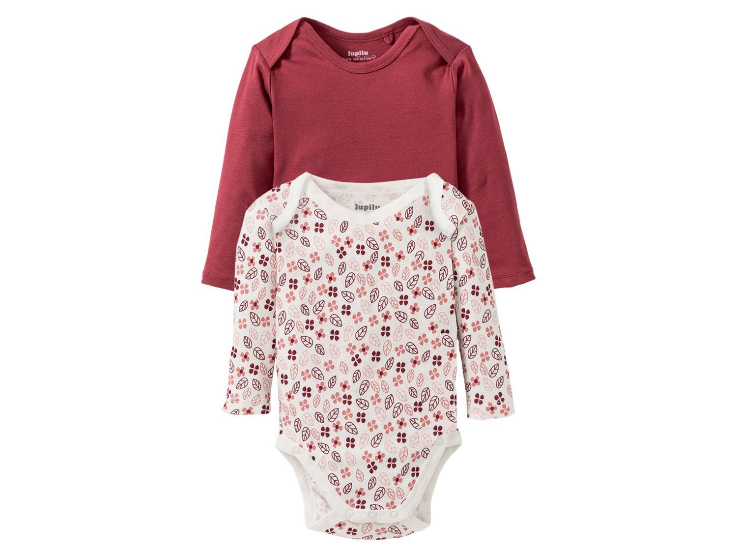 lupilu Body 2er Set Baby Body (2-tlg., Bio Baumwolle) Druckknöpfe auf der Vorderseite