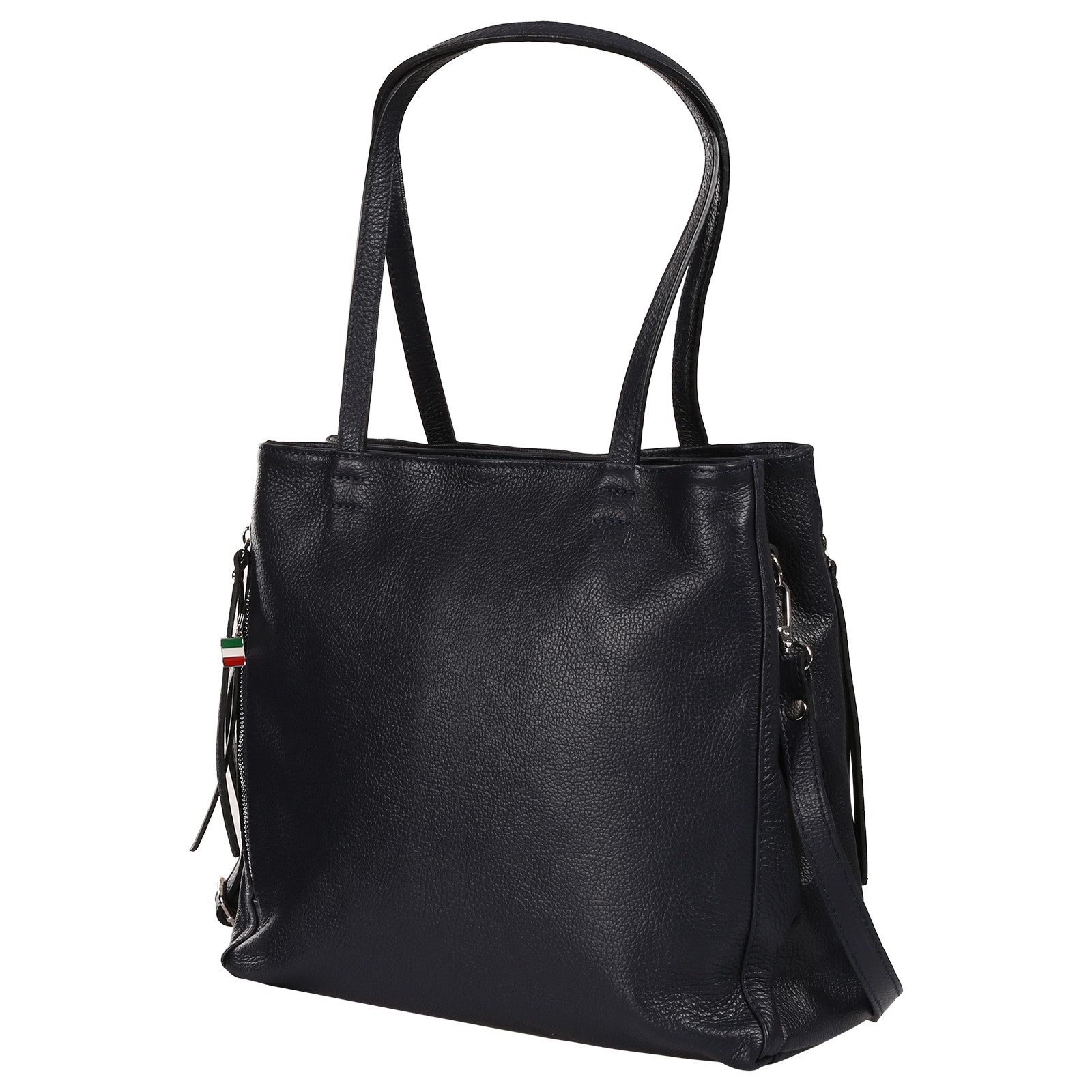 FLORENCE Schultertasche Florence Damen Schultertasche Leder (Schultertasche), Damen Schultertasche Leder, dunkelblau ca. 36cm x ca. 32cm hoch