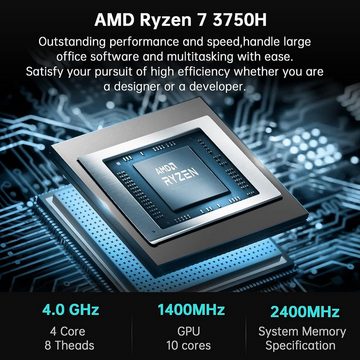 NiPoGi Mini-PC (AMD Ryzen 7 3750H, 16 GB RAM, 512 GB HDD, Mini Desktop AMD Ryzen 7 16GB, 512GB SSD Radeon RX Vega 10)
