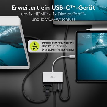 Goobay USB-Verteiler USB-C Multiport Adapter HDMI / DisplayPort / VGA Buchsen (USB Verteiler, 4K @ 60 Hz), Anschlüsse 1x HDMI / 1x DisplayPort / 1x VGA
