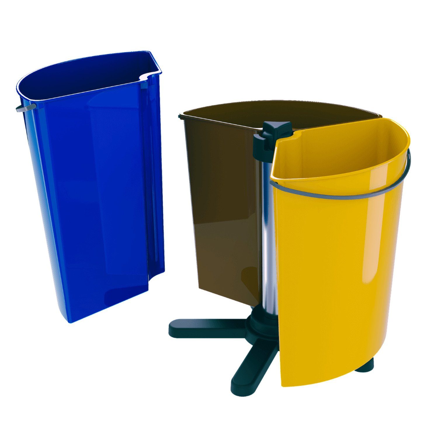 3x runder 11.7L ECO Sortierabfallbehälter Recycling Mülleimer, Drehbarer SMARTECO