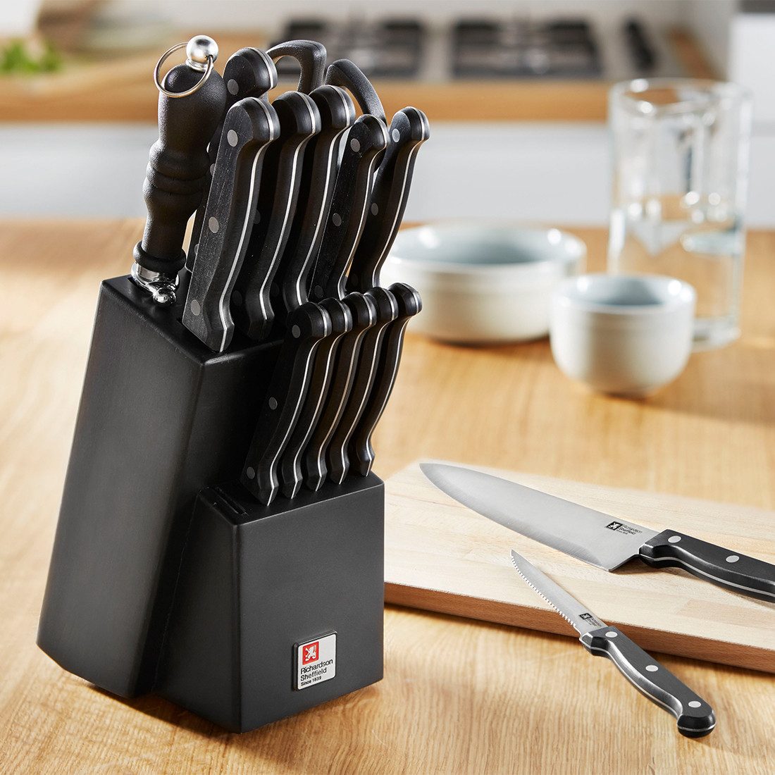Richardson Sheffield Messerblock ARTISAN (15tlg), Block aus Kautschukholz mit Kiefernkern.