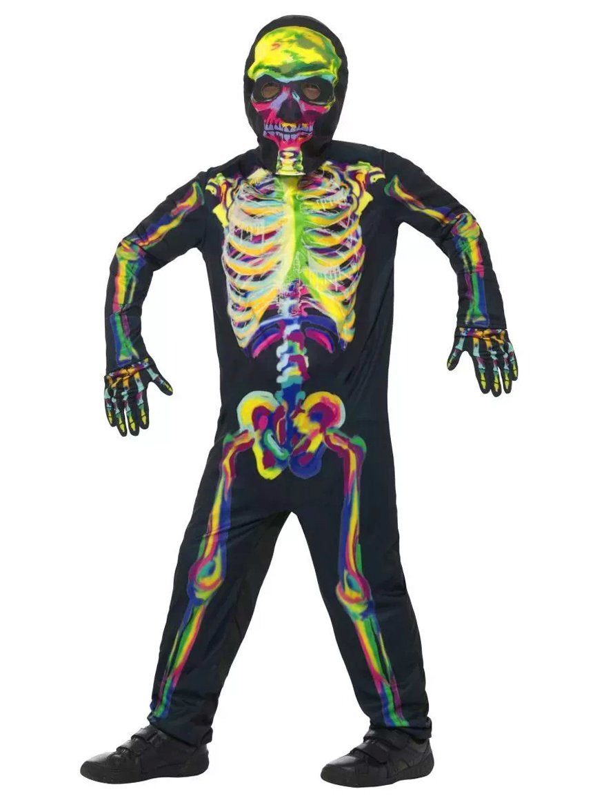 Smiffys Kostüm Neon-Skelett Bunt Karneval Faschingskostüm Kinder, Schwing Deine Knochen auf dem Toten-Rave!