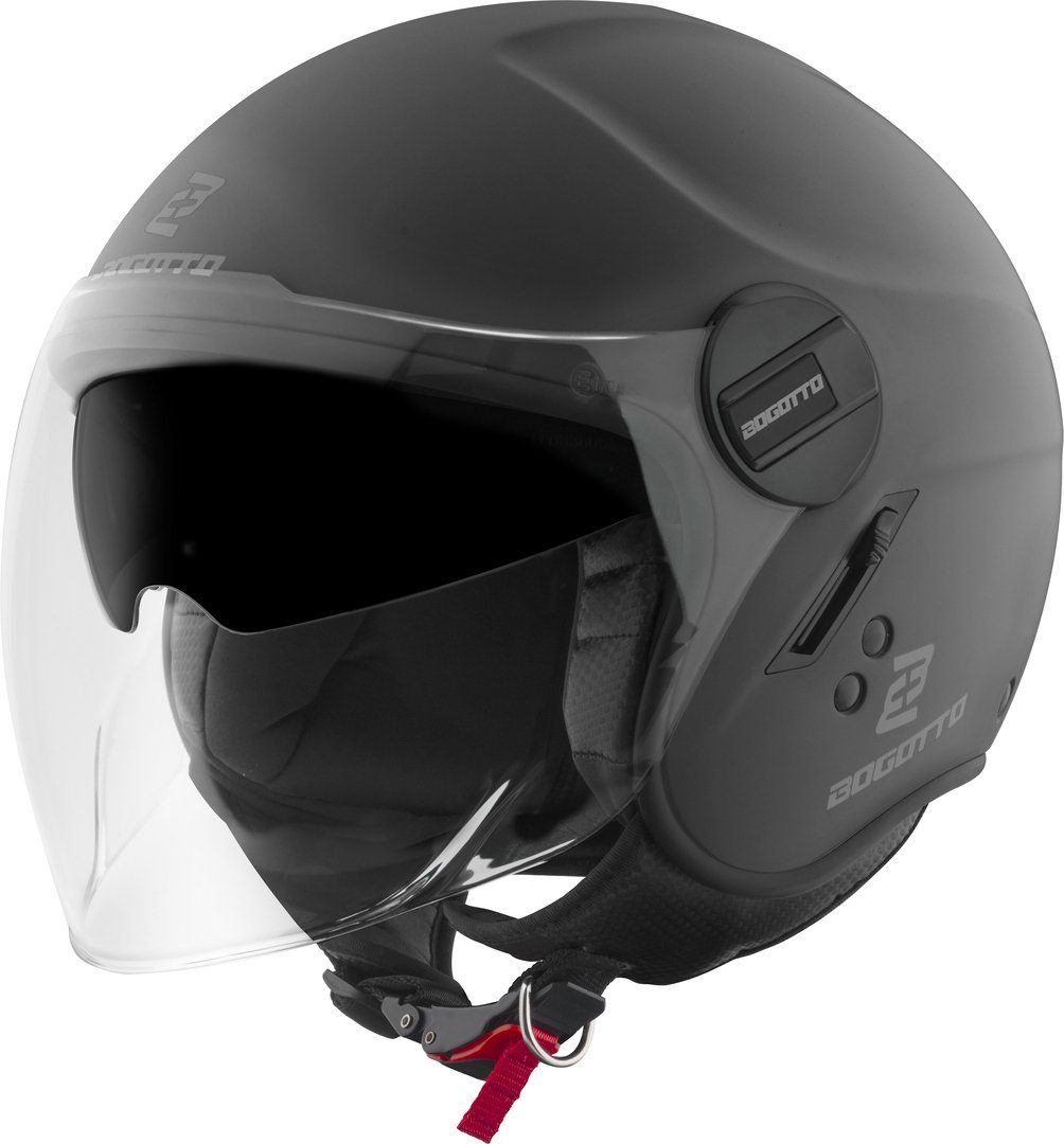 Bogotto Motorradhelm H595-1 SPN Jethelm, Herausnehmbares Innenfutter,integriertes Sonnenvisier