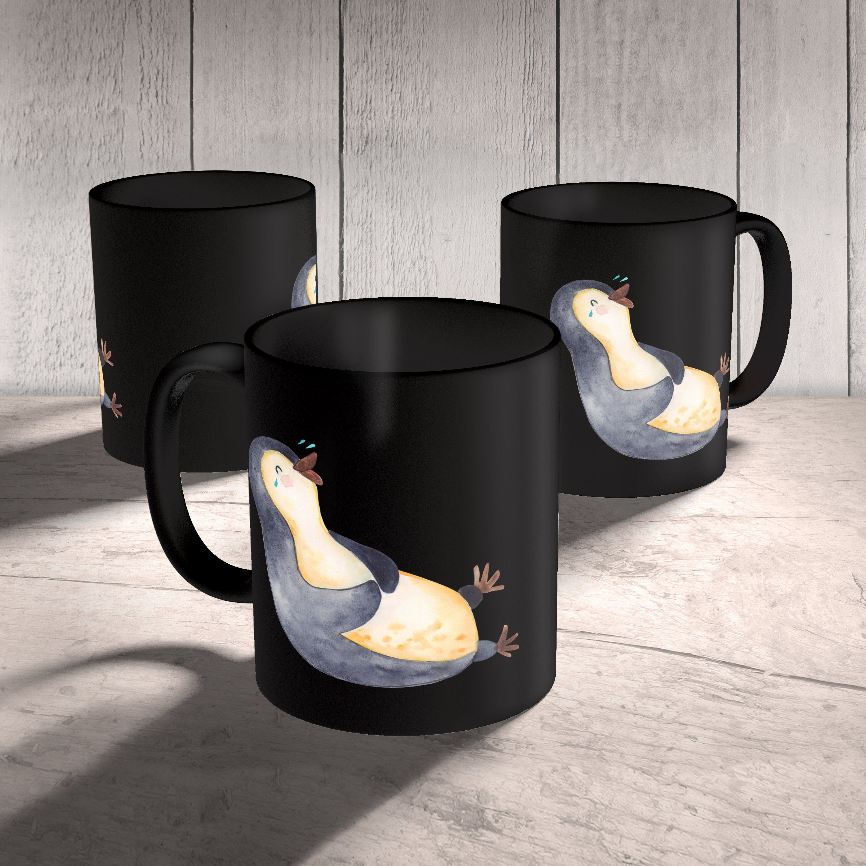 Pinguin Kaffeetasse, Geschenk, Panda Mrs. Büro, & Mr. - Schwarz - lachend Tasse Pinguine, Keramik Ka, Schwarz