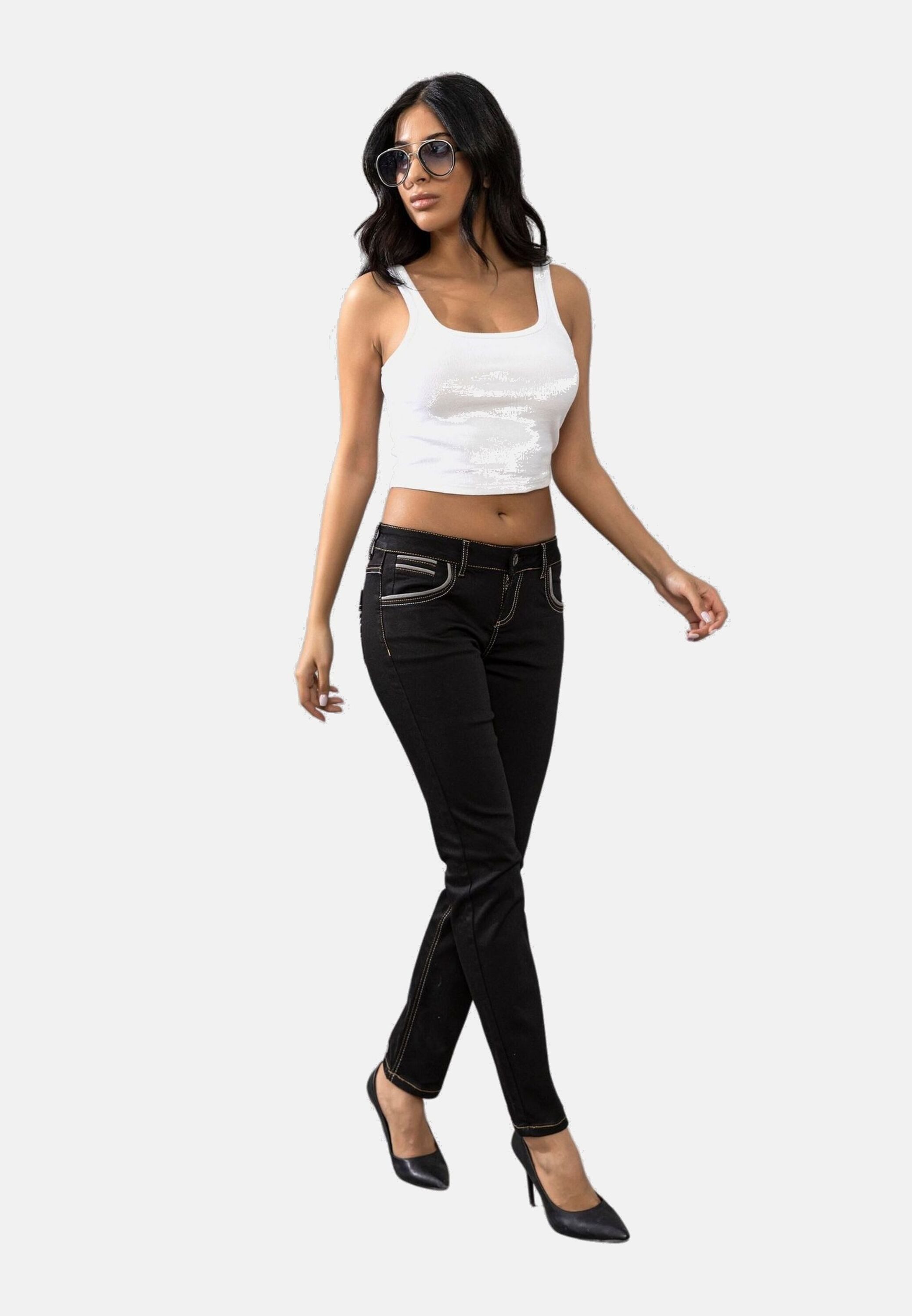 Cipo & Baxx Slim-fit-Jeans Jeans mit auffällig farbigen Ziernähten, WD256