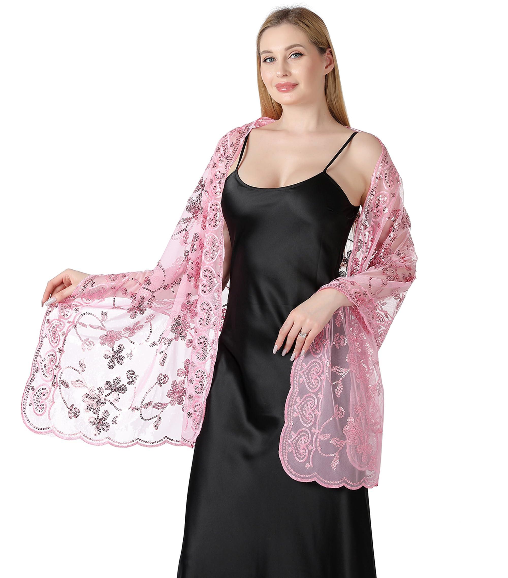 Zaewry Modeschal Schals und Tücher für Abendkleider – Elegante, transparente Damen, Jahre mit Blumenmuster, ideal für Hochzeiten