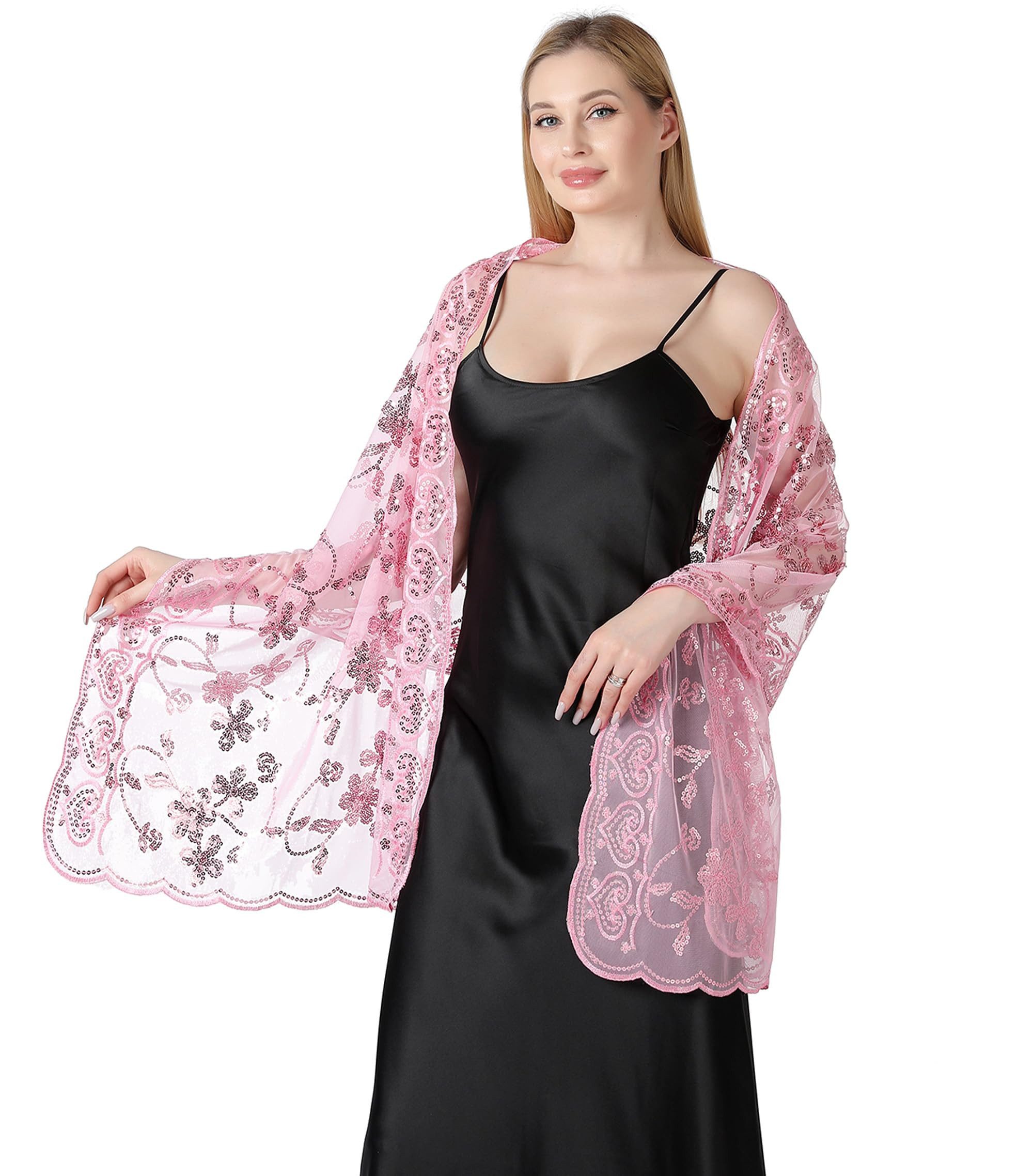 Zaewry Modeschal Schals und Tücher für Abendkleider – Elegante, transparente Damen, Jahre mit Blumenmuster, ideal für Hochzeiten – Bild 3 von 5