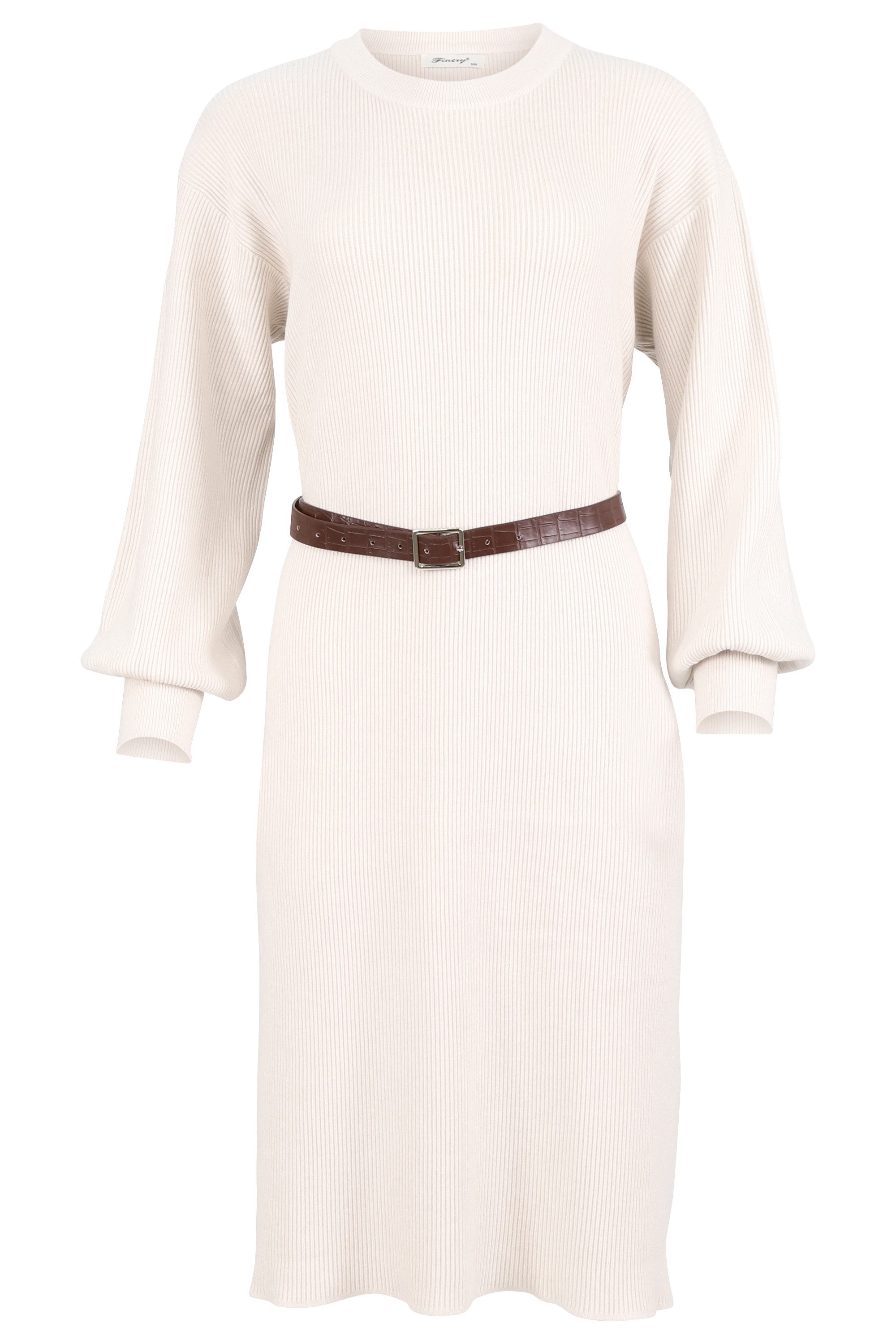 malito more than fashion Strickkleid 9810 midi Kleid mit Gürtel in Rippoptik