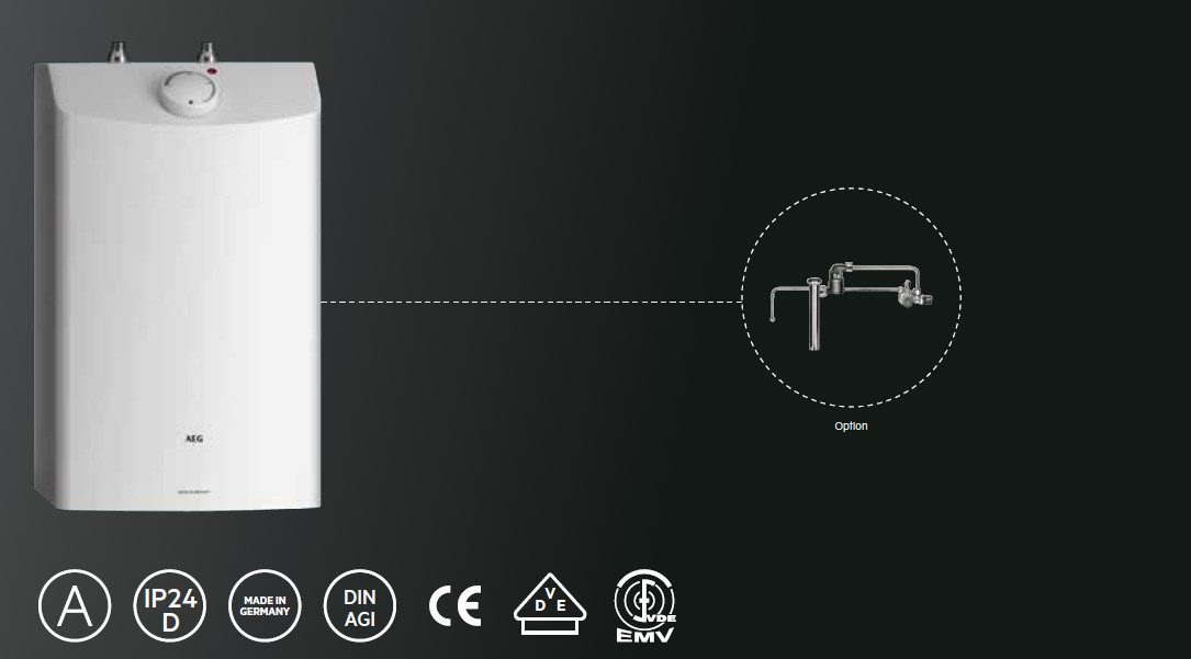 AEG Haustechnik Kleinspeicher DKU 10, Untertischboiler 10 Liter, Sicherheitsgruppe zwingend erforderlich, mit Stecker
