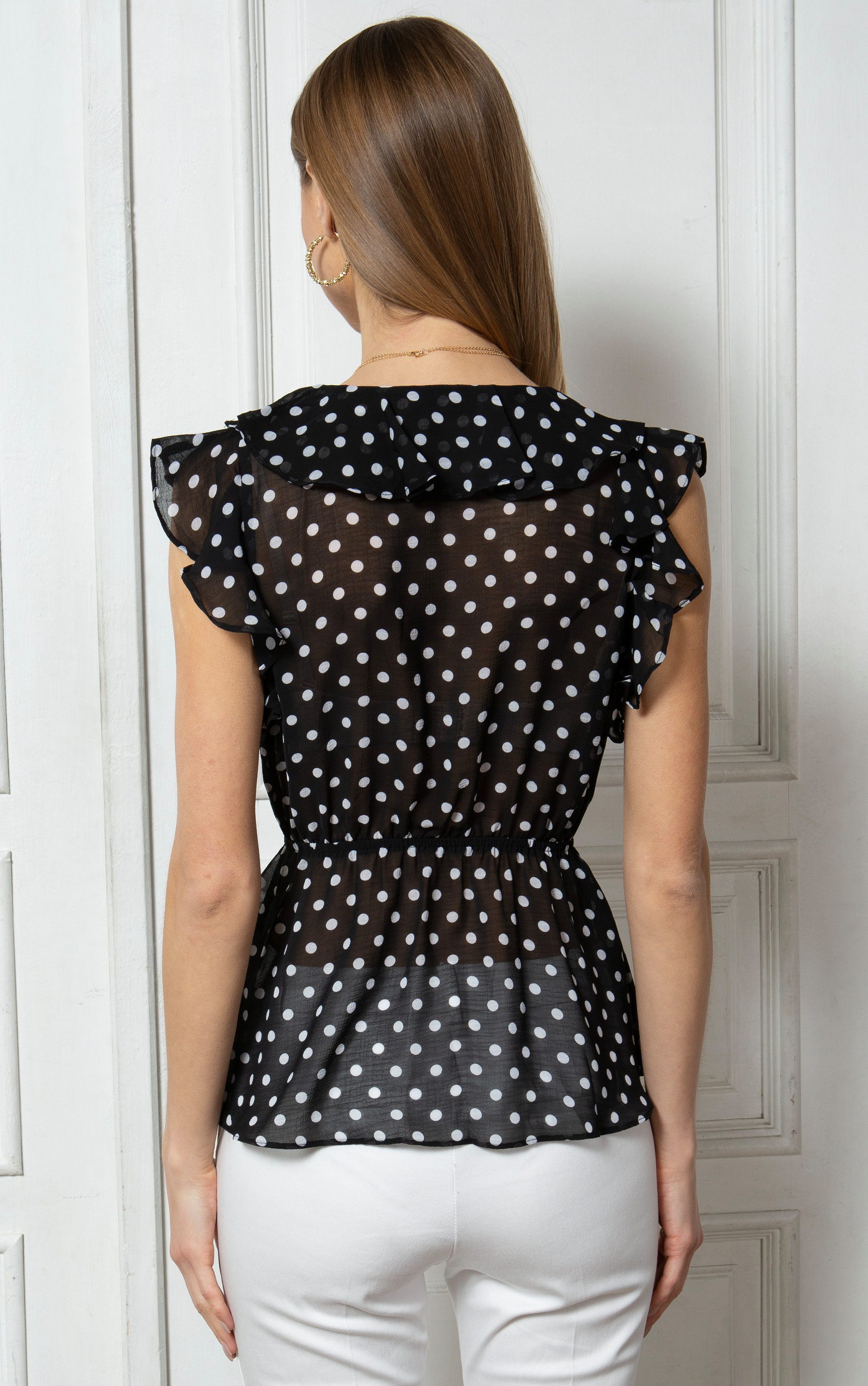 Passioni Rüschentop Chiffon-Top mit Punkten günstig online kaufen