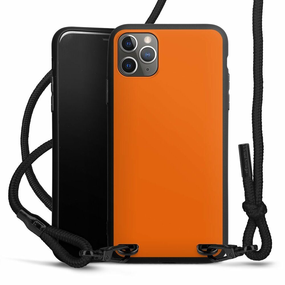 DeinDesign Handyhülle einfarbig orange Farbe Mandarine, Apple iPhone 11 Pro  Max Premium Handykette Hülle mit Band