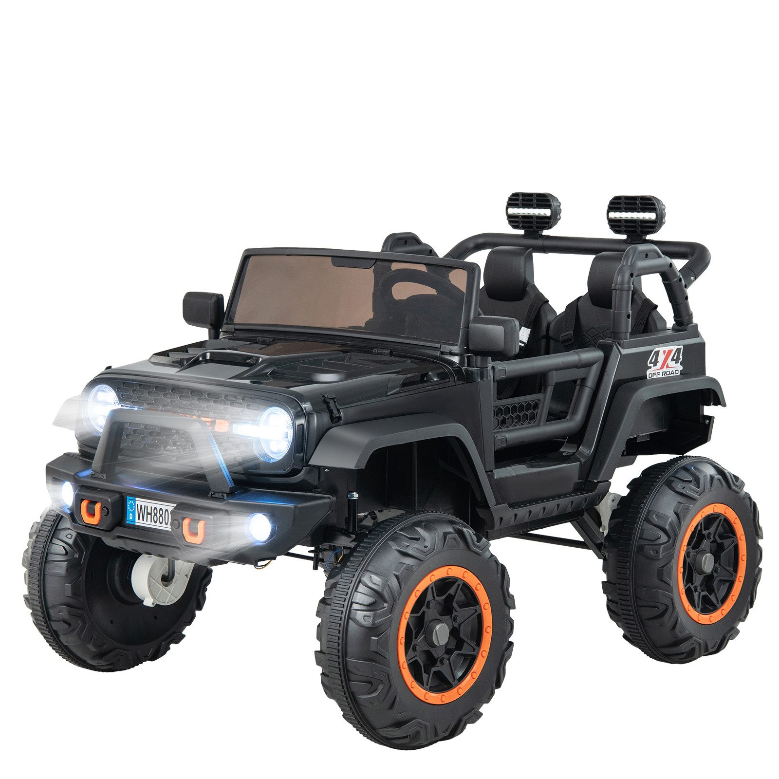 COSTWAY Elektro-Kinderauto, 24V mit USB & 2-Sitzer