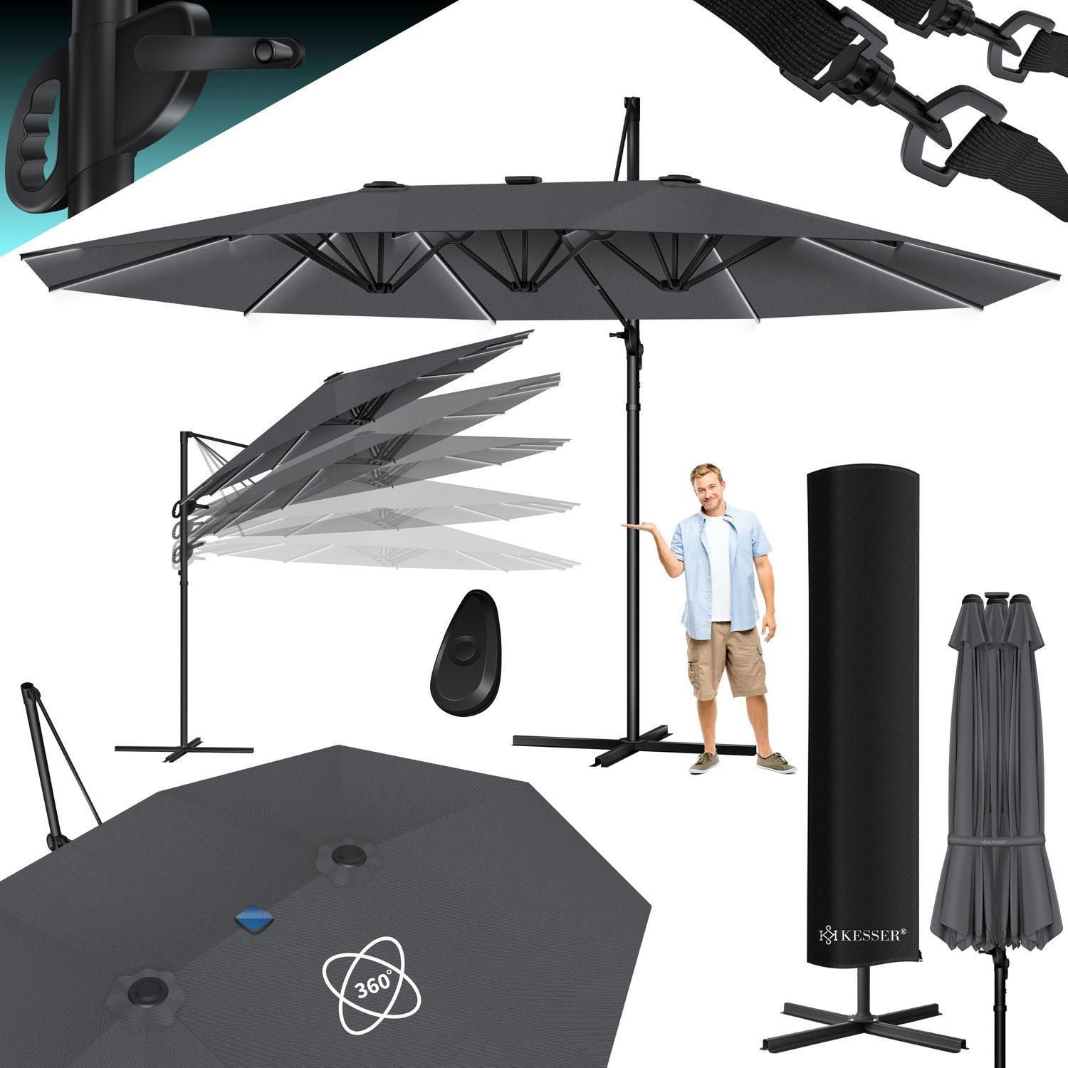 KESSER Sonnenschirm, Sonnenschirm Doppelsonnenschirm 4,6m x günstig online kaufen