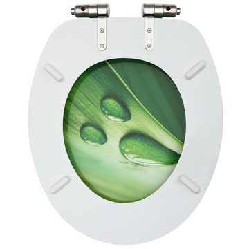 vidaXL WC-Sitz Toilettensitz Soft-Close-Deckel MDF Grün Wassertropfen-Design