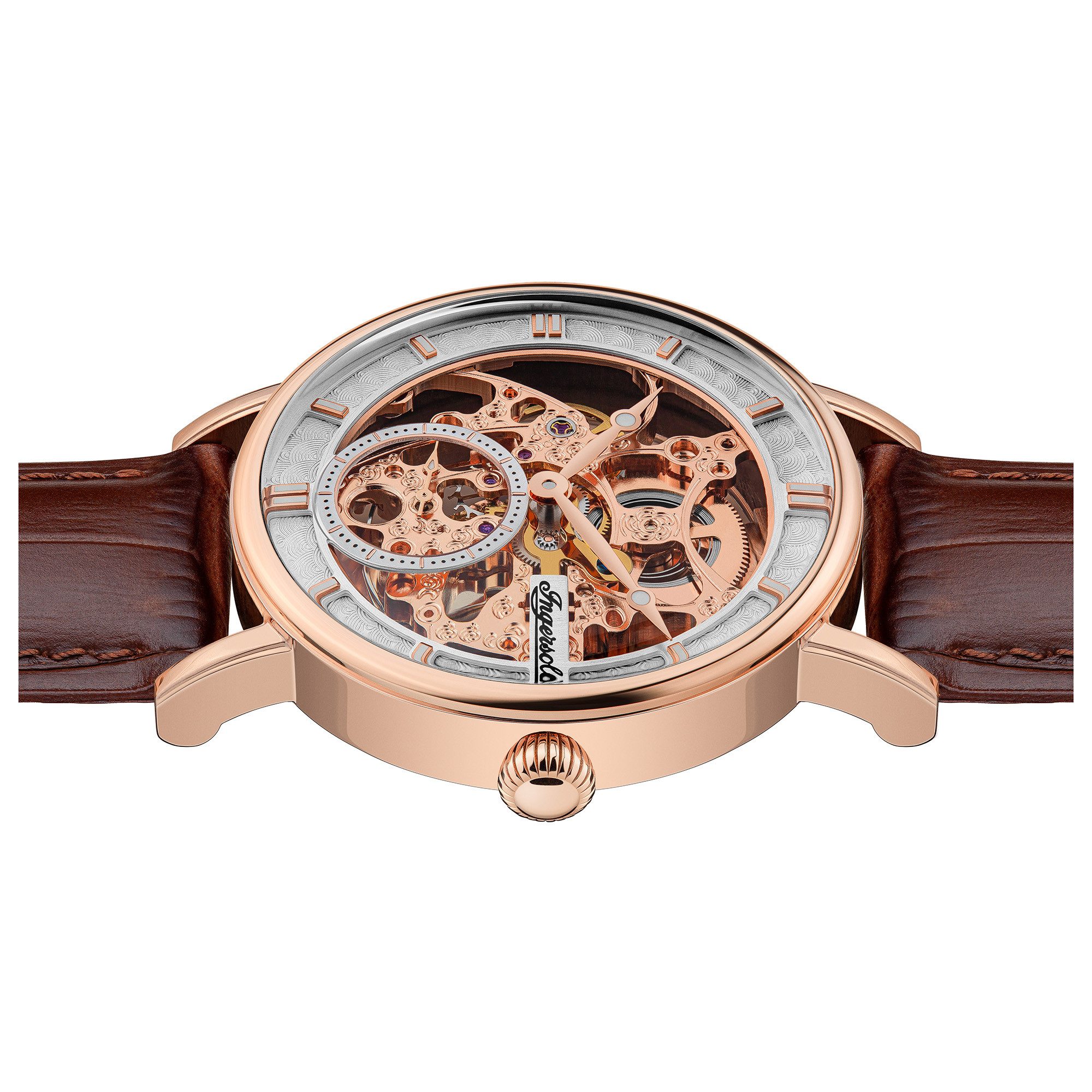 Ingersoll Automatikuhr The Herald I00401B, Armbanduhr, Herrenuhr, Mechanische Uhr, Lederarmband, analog
