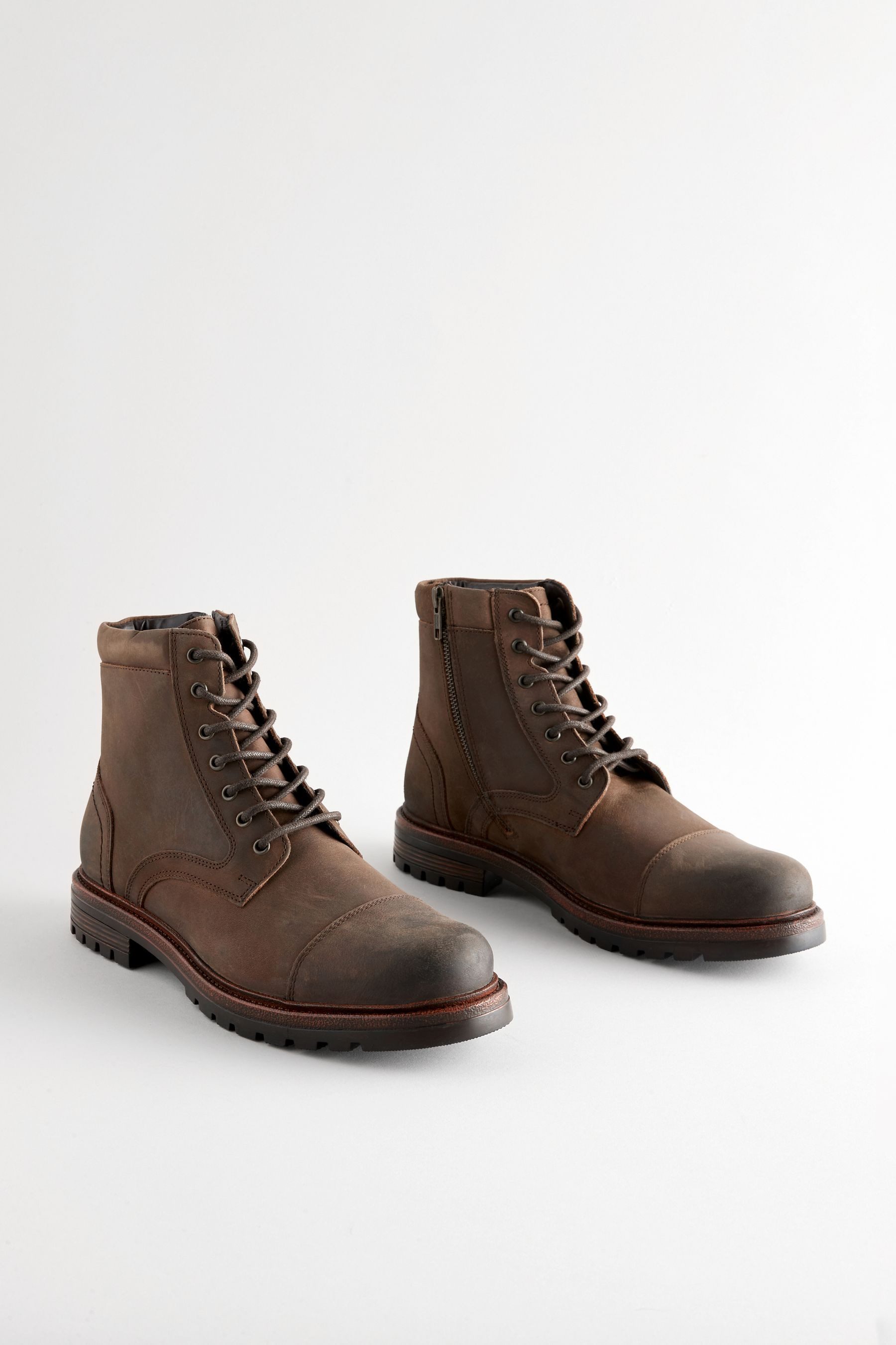 Next Lederstiefel mit Zehenkappe Schnürstiefelette (1-tlg) günstig online kaufen